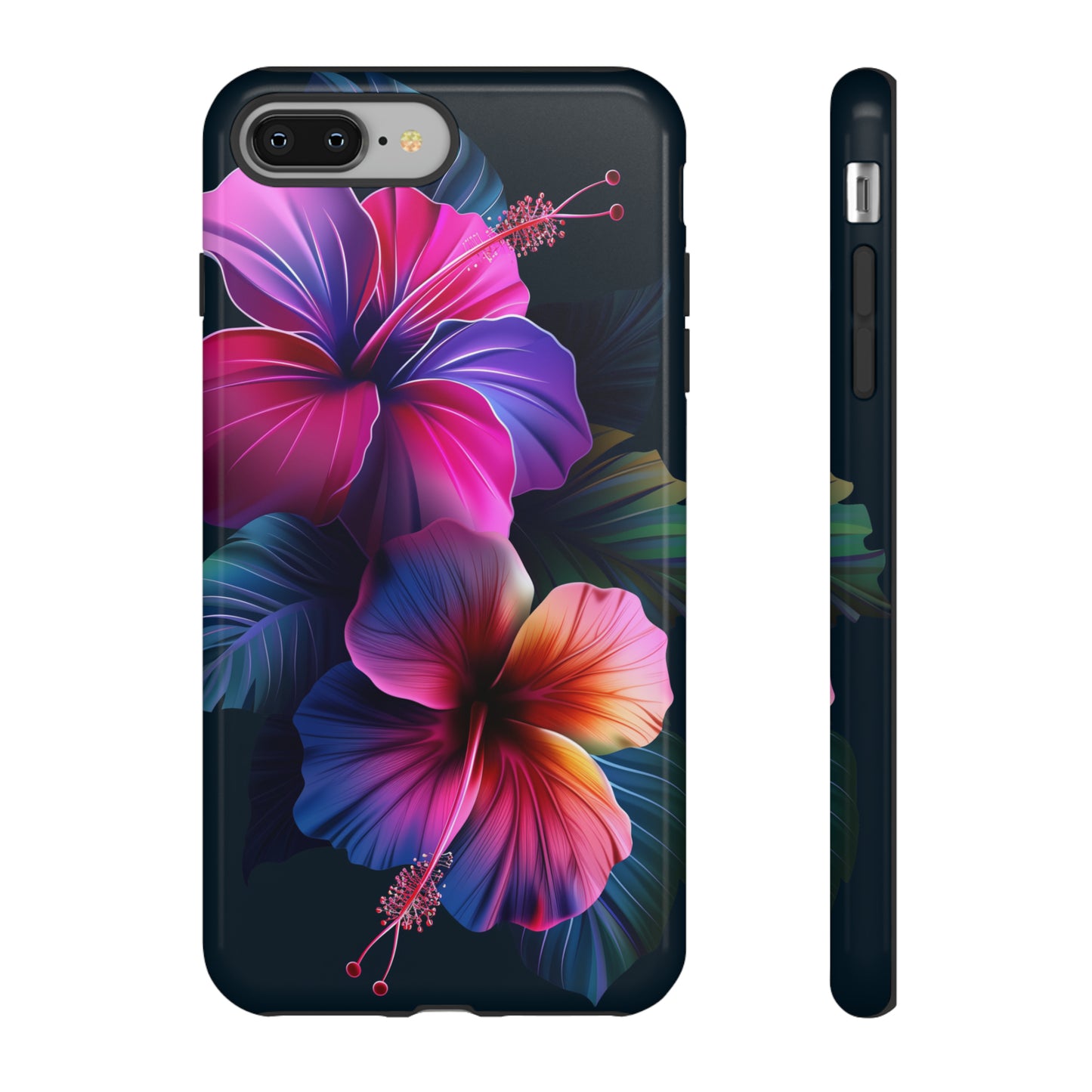 Hibiscus Neon Dark Hawaiian Tropical Phone Case, 808, Island Tropics, Wireless Compatible, Protective Cell Phone Case iPhone, Samsung, Pixel