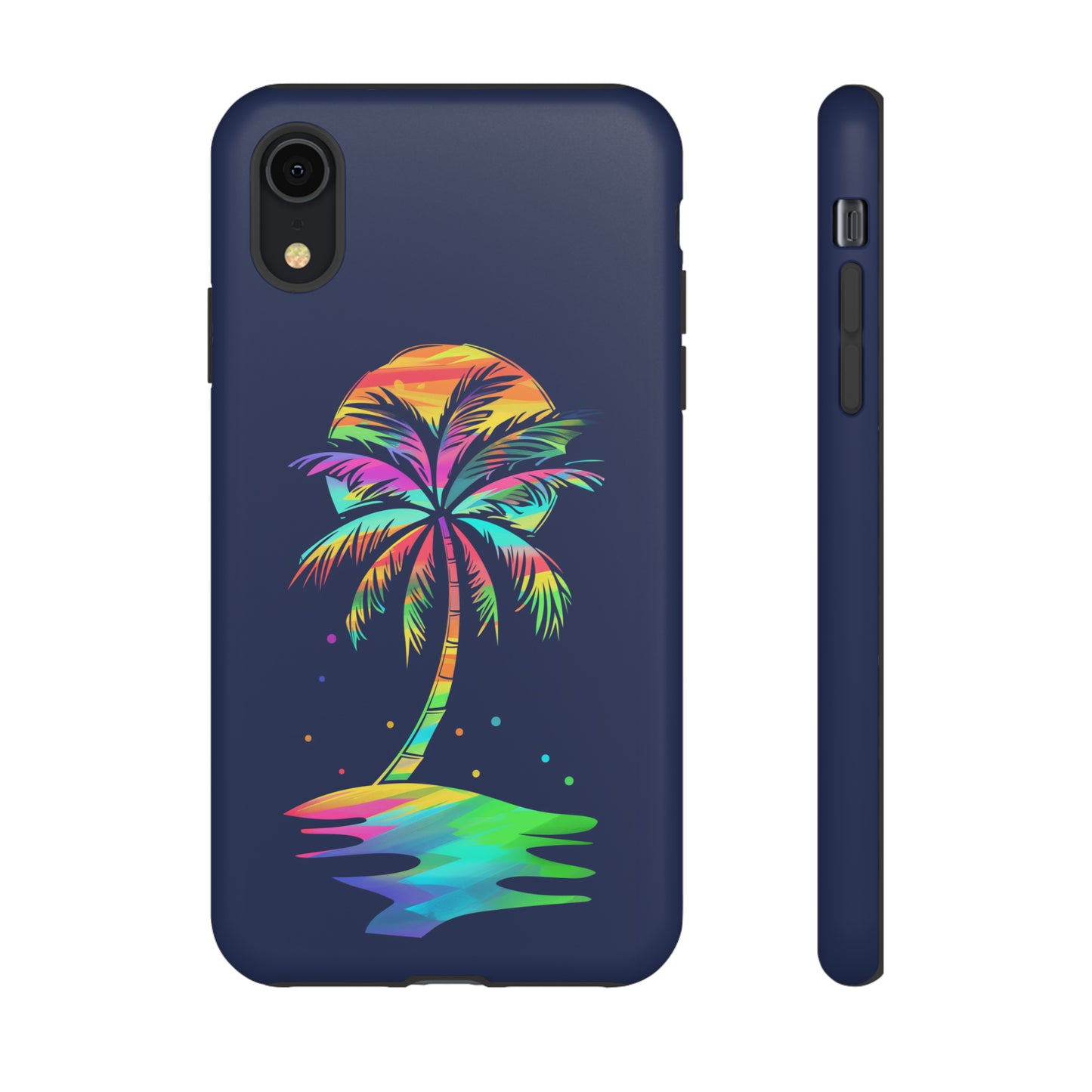 Night Palm Tree Hawaiian Phone Case, Tropical, Hibiscus, Wireless Compatible, Protective Cell Phone Case for iPhone, Samsung, Pixel phones