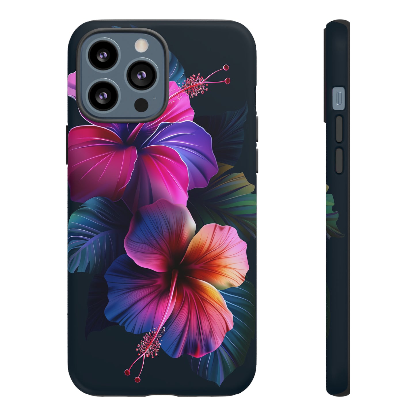 Hibiscus Neon Dark Hawaiian Tropical Phone Case, 808, Island Tropics, Wireless Compatible, Protective Cell Phone Case iPhone, Samsung, Pixel
