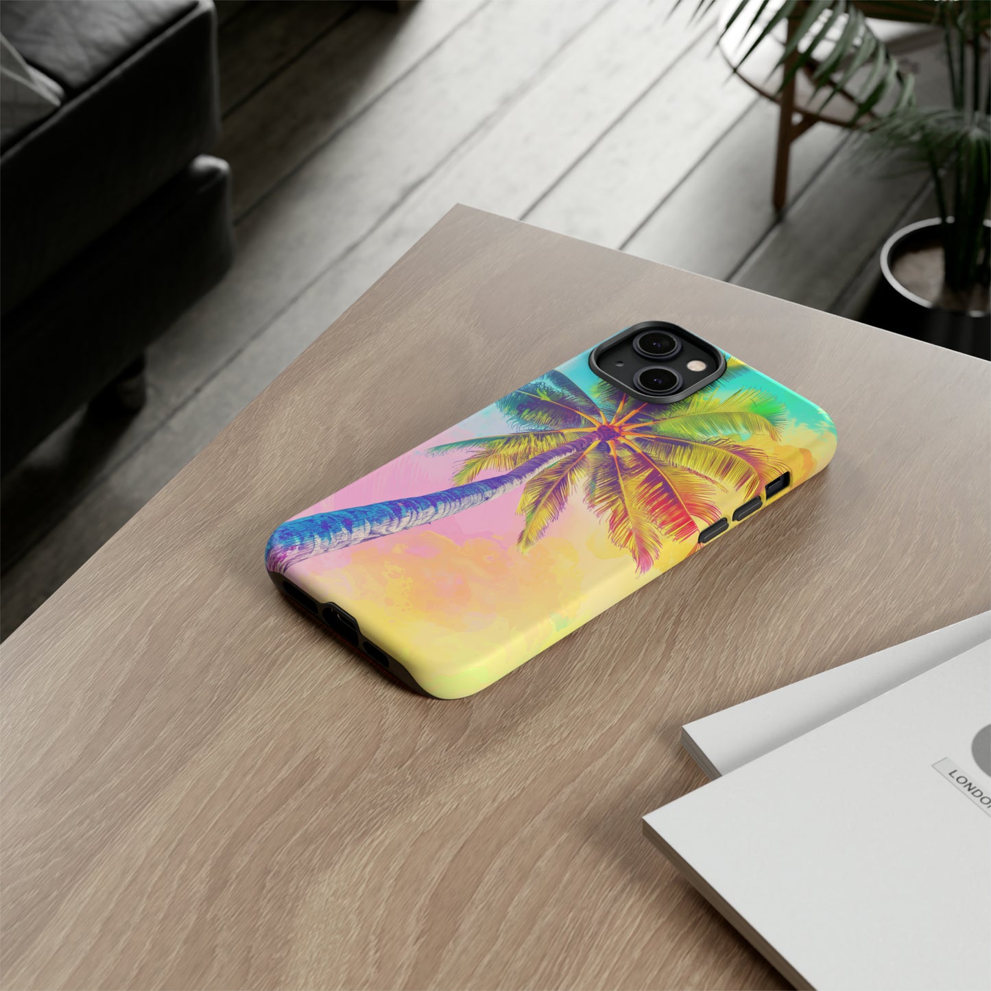 Palm Tree Colorful Hawaiian Tropical Phone Case, 808, Island Tropics, Wireless Compatible, Protective Cell Phone Case iPhone, Samsung, Pixel