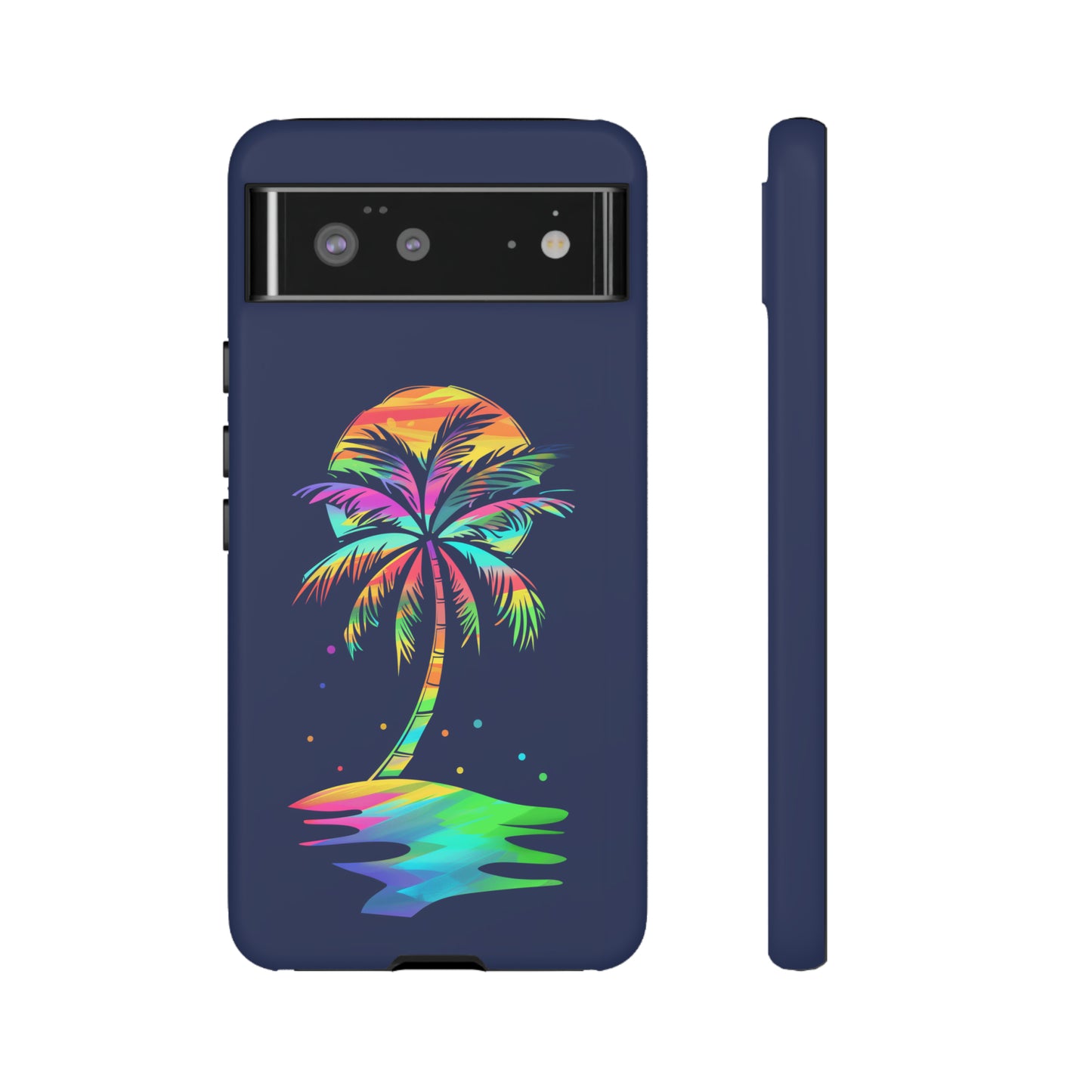 Night Palm Tree Hawaiian Phone Case, Tropical, Hibiscus, Wireless Compatible, Protective Cell Phone Case for iPhone, Samsung, Pixel phones