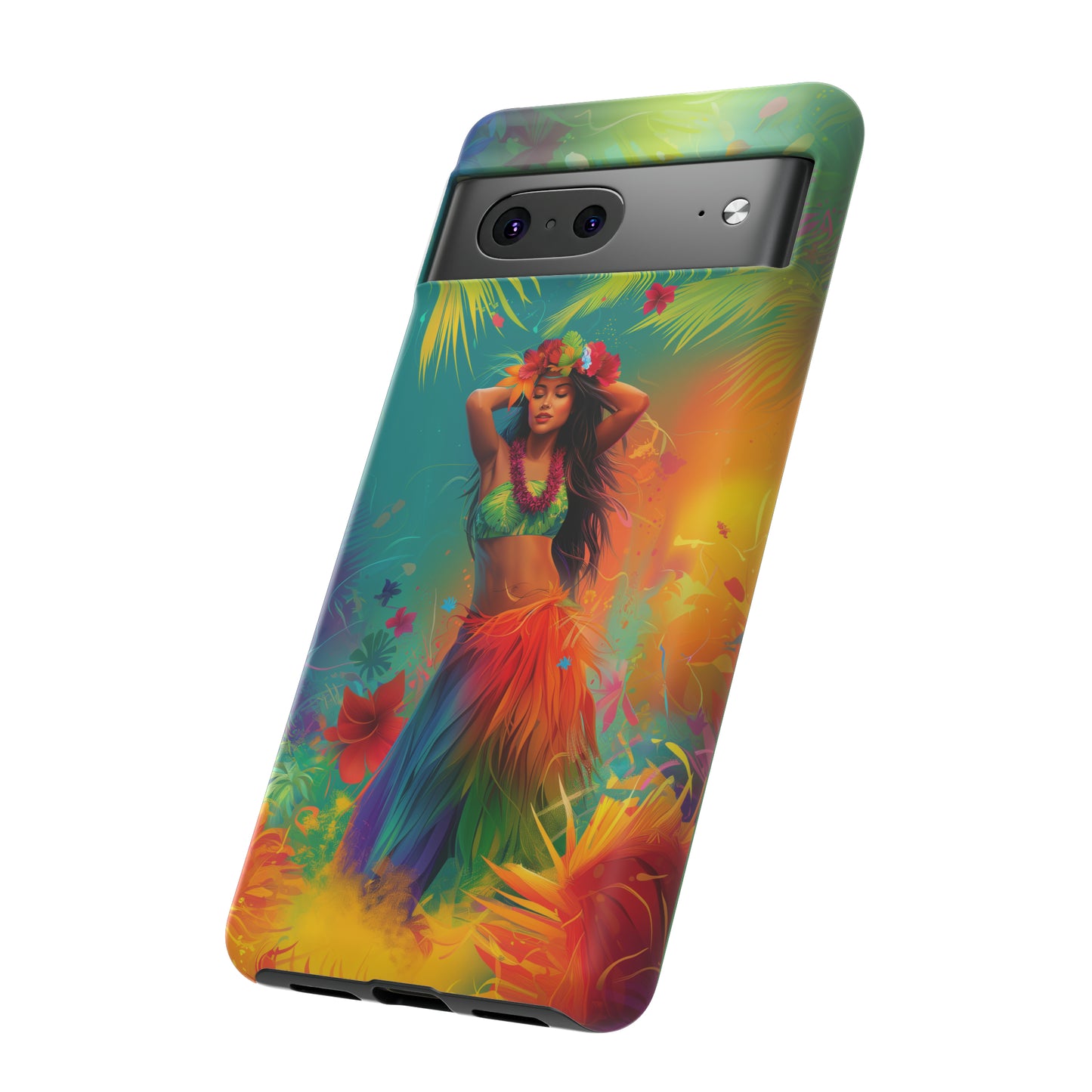 Hula Girl Hawaiian Phone Case, Tropical, Hibiscus, Wireless Compatible, Protective Cell Phone Case for iPhone, Samsung, Pixel phones
