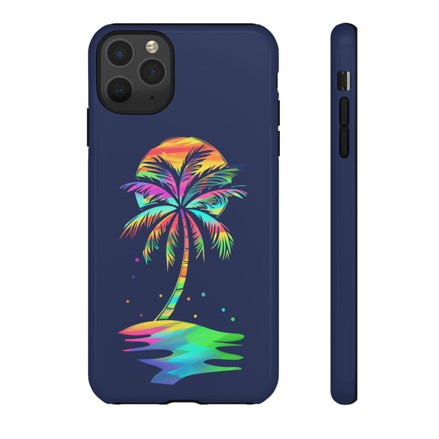 Night Palm Tree Hawaiian Phone Case, Tropical, Hibiscus, Wireless Compatible, Protective Cell Phone Case for iPhone, Samsung, Pixel phones