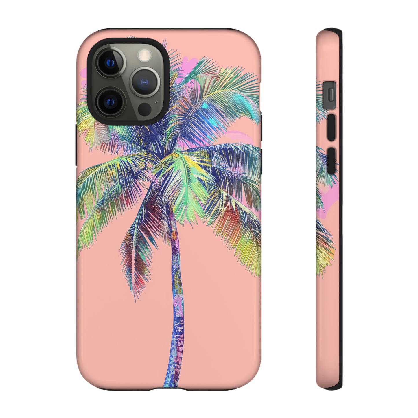 Pink Palm Tree Hawaiian Phone Case, Tropical, Hibiscus, Wireless Compatible, Protective Cell Phone Case for iPhone, Samsung, Pixel phones