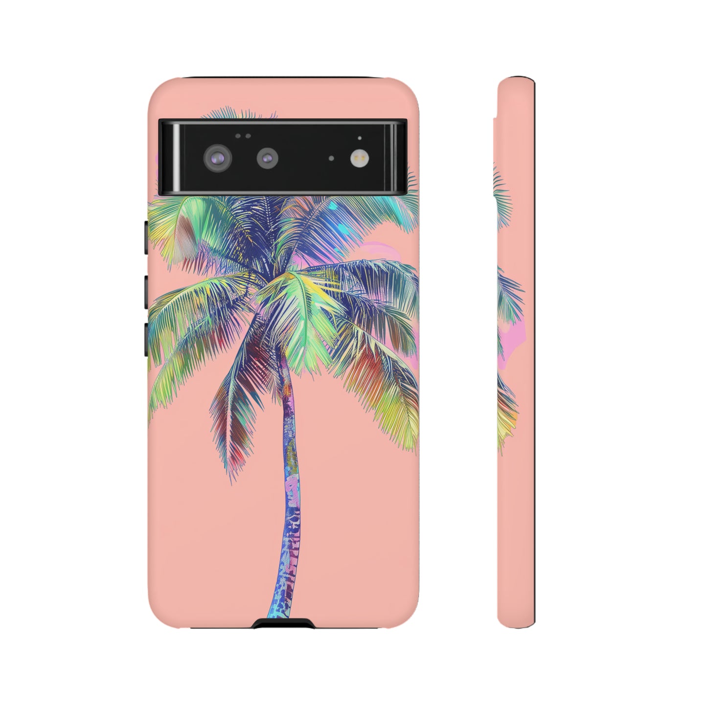 Pink Palm Tree Hawaiian Phone Case, Tropical, Hibiscus, Wireless Compatible, Protective Cell Phone Case for iPhone, Samsung, Pixel phones