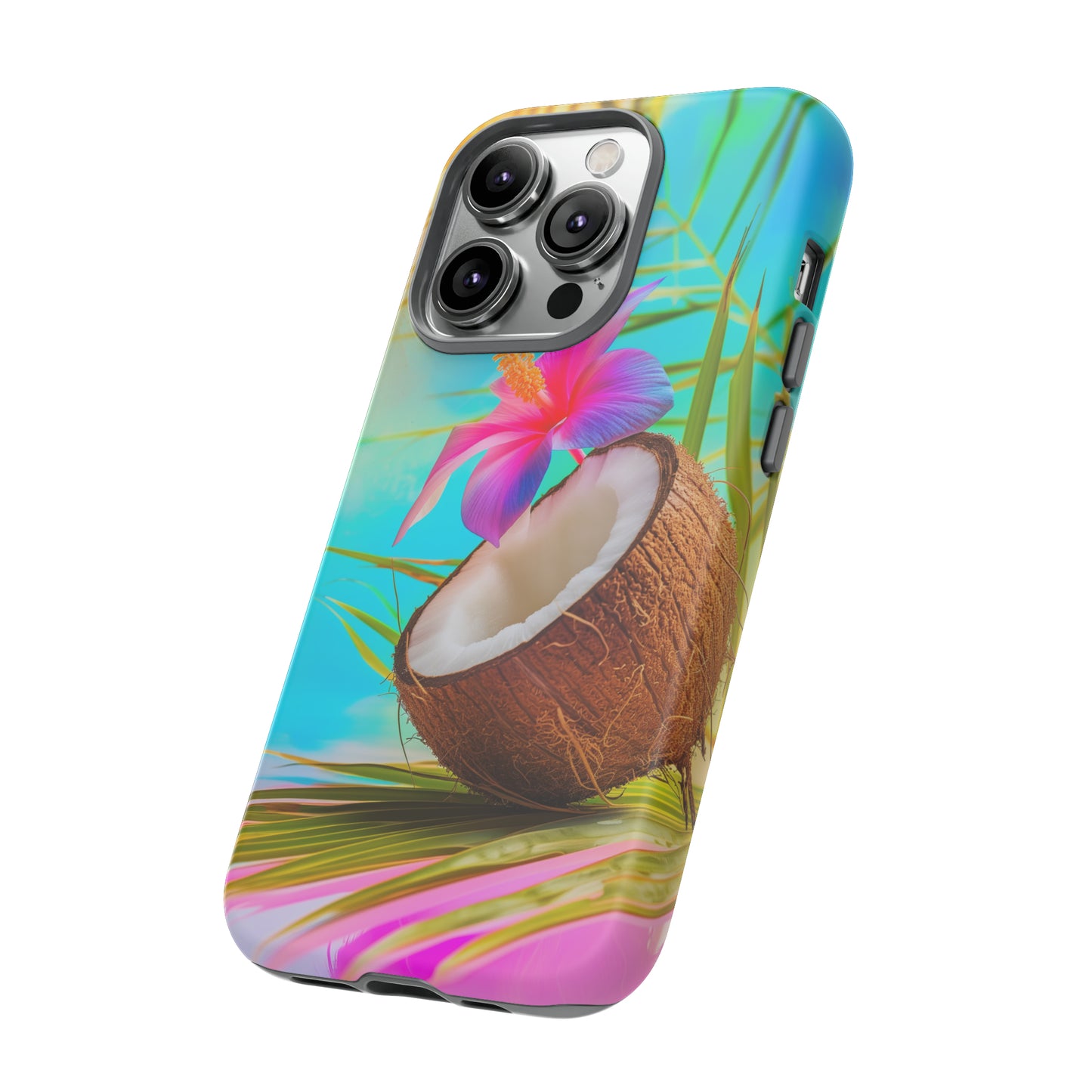 Coconut Colorful Hawaiian Tropical Phone Case, 808, Island Tropics, Wireless Compatible, Protective Cell Phone Case iPhone, Samsung, Pixel