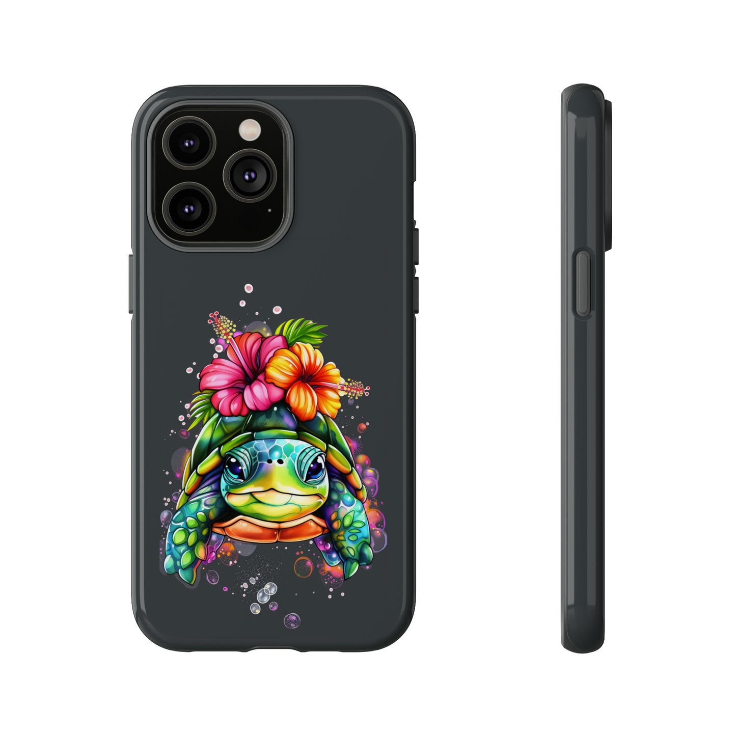 Color Splash Turtle Hawaiian Phone Case, Tropical, Hibiscus, Wireless Compatible, Protective Cell Phone Case for iPhone, Samsung, Pixel