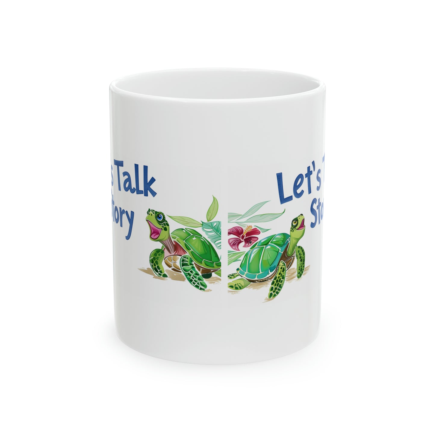 Let's Talk Story Turtles Honu Happy Hawaiian Ceramic Mug 11oz, Hawaii Mug, HI Mug, Aloha Mug, 808 Mug, Island Mug, Tropical Mug, Coffee Mug