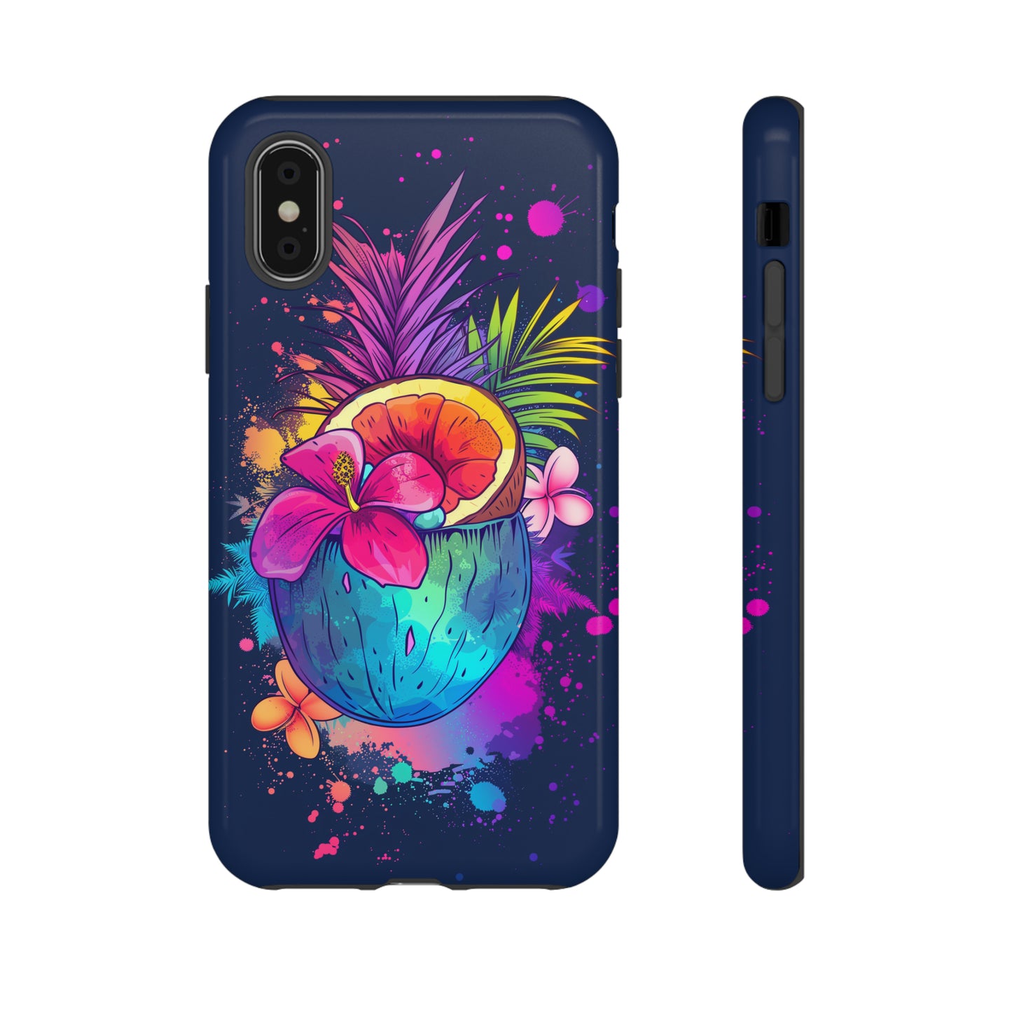 Coconut Dark Colorful Hawaiian Tropical Phone Case, Island Tropics, Wireless Compatible, Protective Cell Phone Case iPhone, Samsung, Pixel