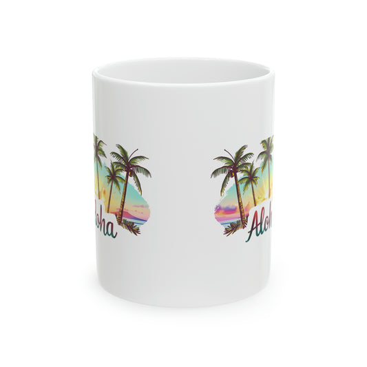 Aloha Sunset Hawaiian Ceramic Mug 11oz, Hawaii Mug, HI Mug, Aloha Mug, 808 Mug, Island Mug, Tropical Mug, Coffee Mug