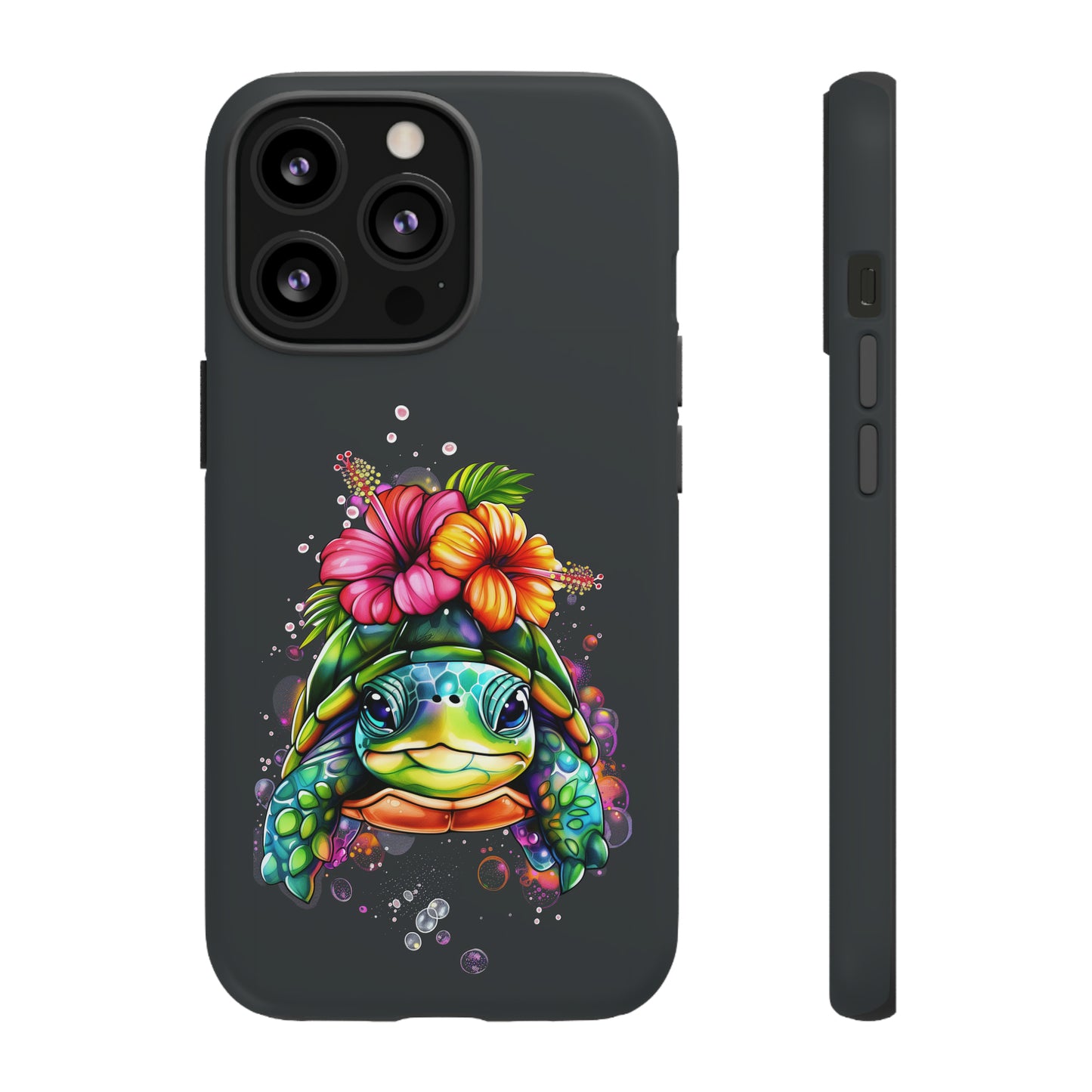 Color Splash Turtle Hawaiian Phone Case, Tropical, Hibiscus, Wireless Compatible, Protective Cell Phone Case for iPhone, Samsung, Pixel