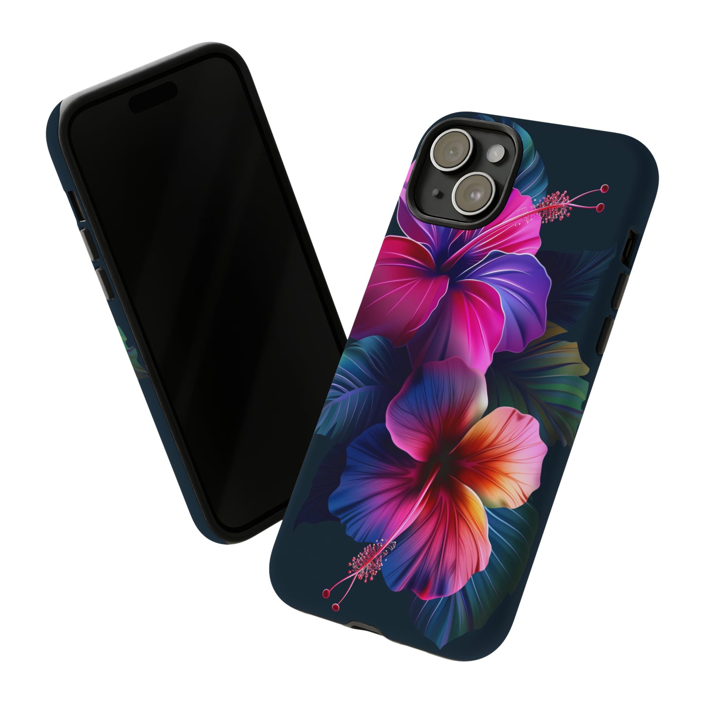 Hibiscus Neon Dark Hawaiian Tropical Phone Case, 808, Island Tropics, Wireless Compatible, Protective Cell Phone Case iPhone, Samsung, Pixel