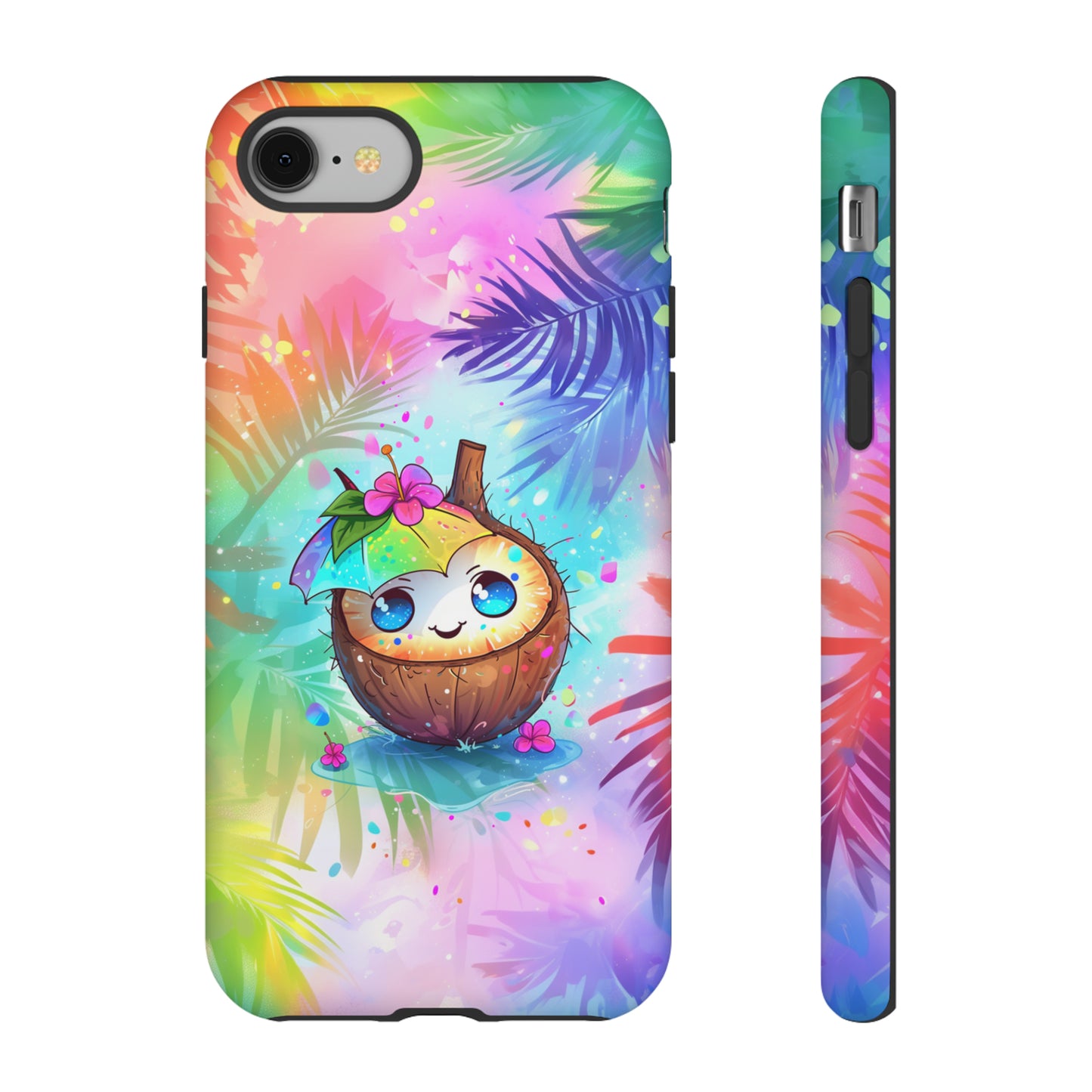 Cute Anime Coconut Hawaiian Tropical Phone Case, 808, Island Tropics, Wireless Compatible, Protective Cell Phone Case iPhone, Samsung, Pixel