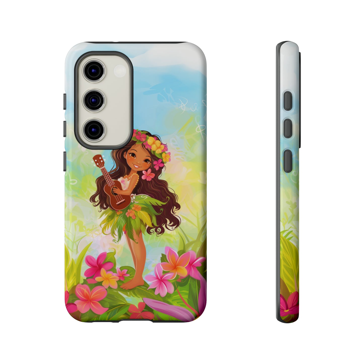 Cute Hula Girl Hawaiian Phone Case, Tropical, Hibiscus, Wireless Compatible, Protective Cell Phone Case for iPhone, Samsung, Pixel phones