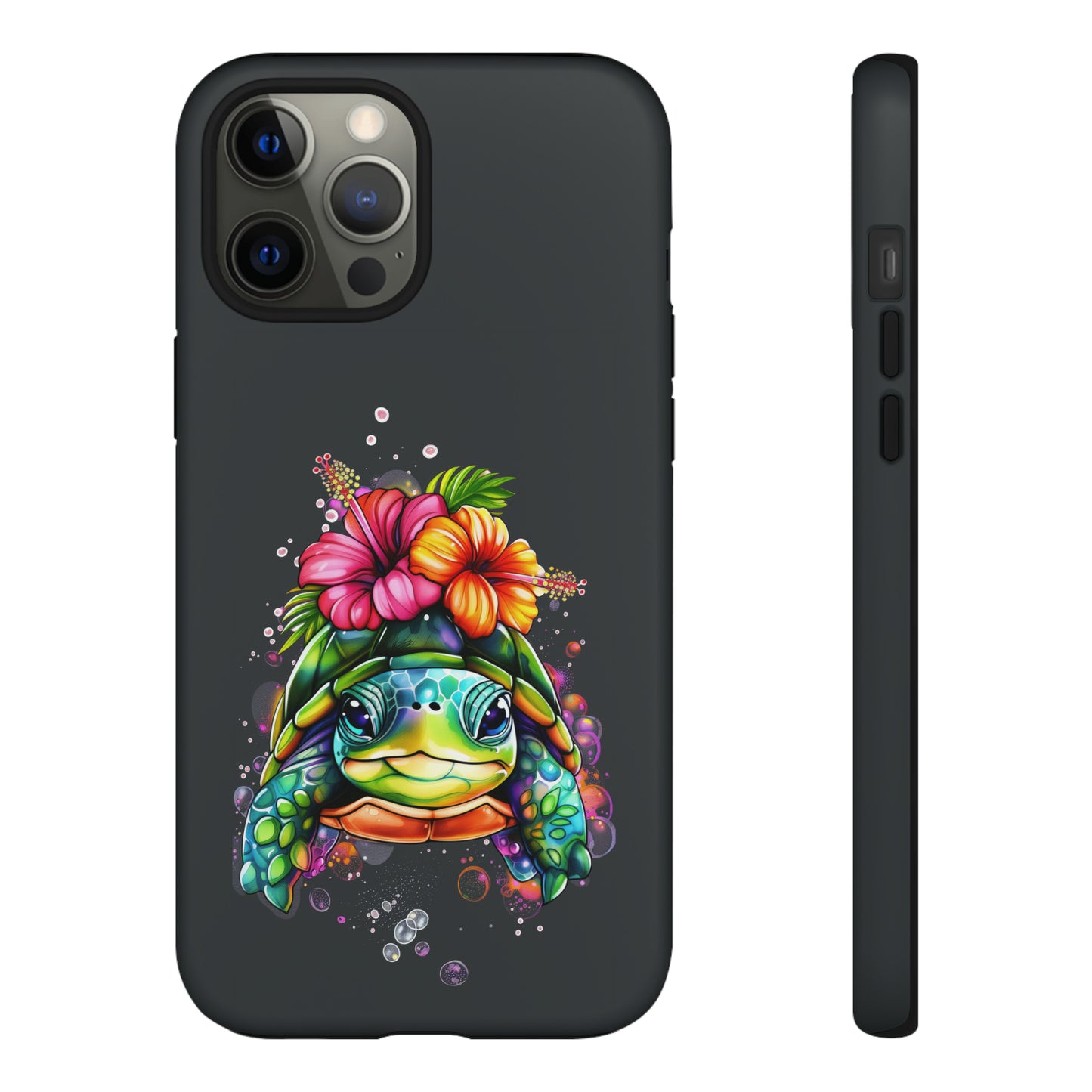 Color Splash Turtle Hawaiian Phone Case, Tropical, Hibiscus, Wireless Compatible, Protective Cell Phone Case for iPhone, Samsung, Pixel
