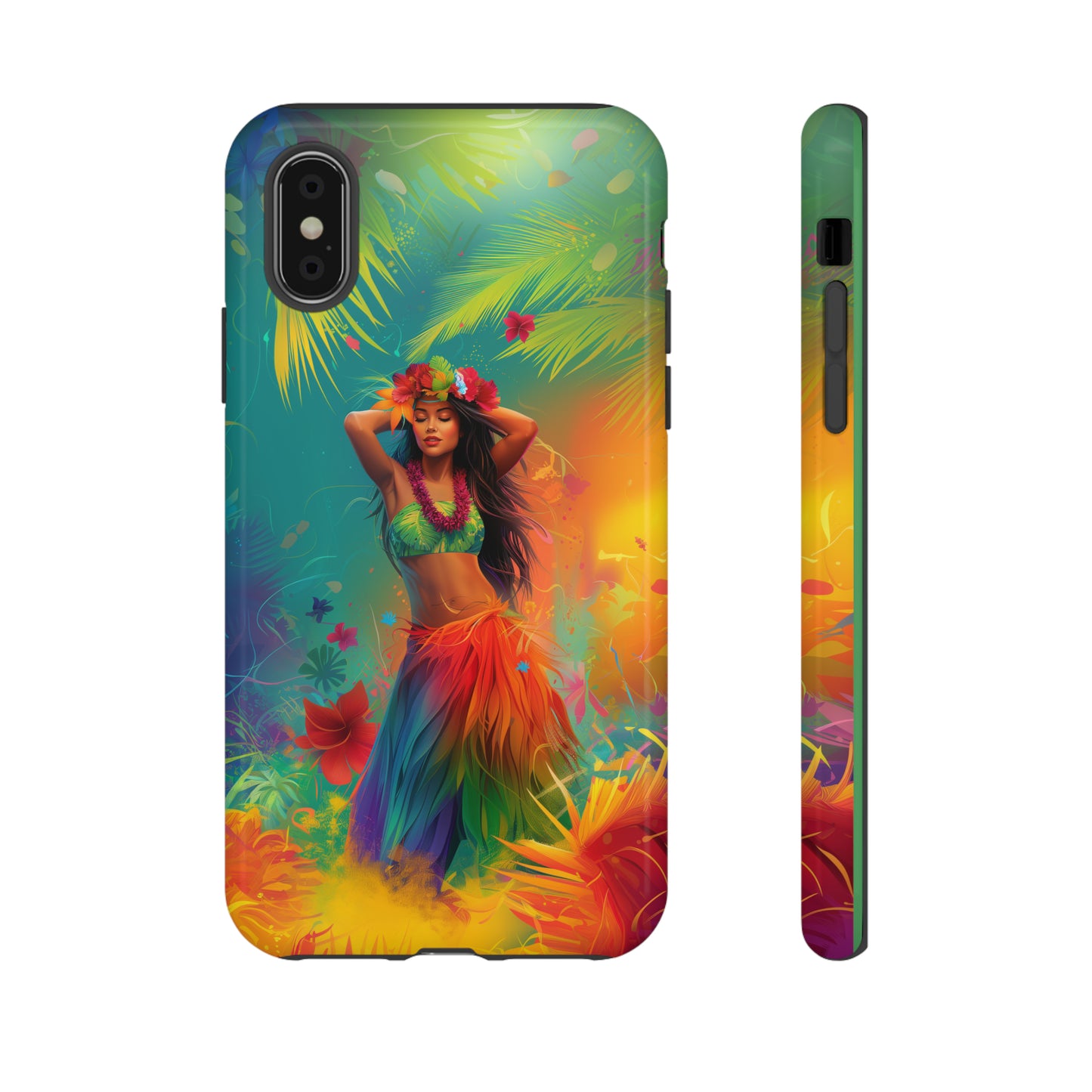 Hula Girl Hawaiian Phone Case, Tropical, Hibiscus, Wireless Compatible, Protective Cell Phone Case for iPhone, Samsung, Pixel phones