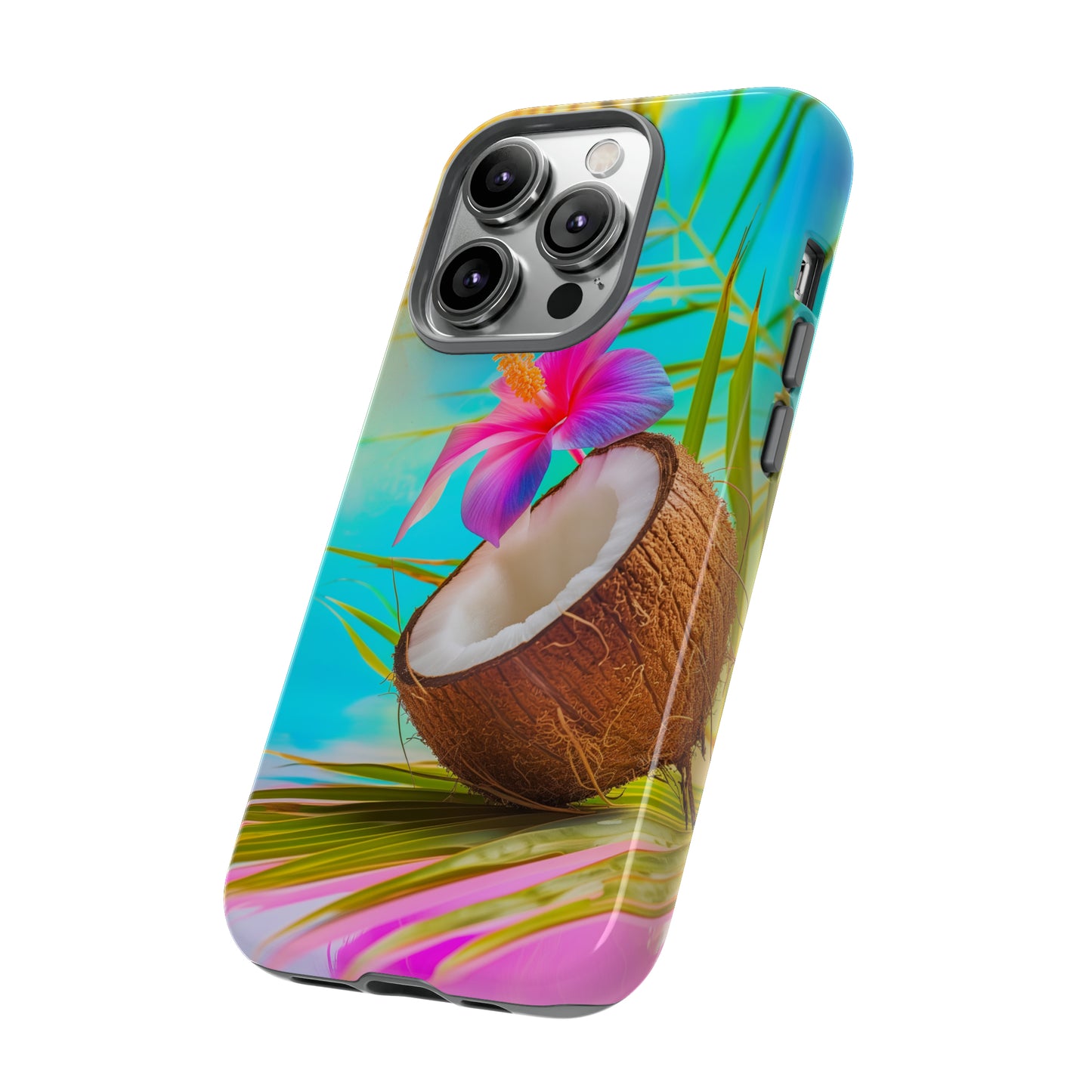Coconut Colorful Hawaiian Tropical Phone Case, 808, Island Tropics, Wireless Compatible, Protective Cell Phone Case iPhone, Samsung, Pixel