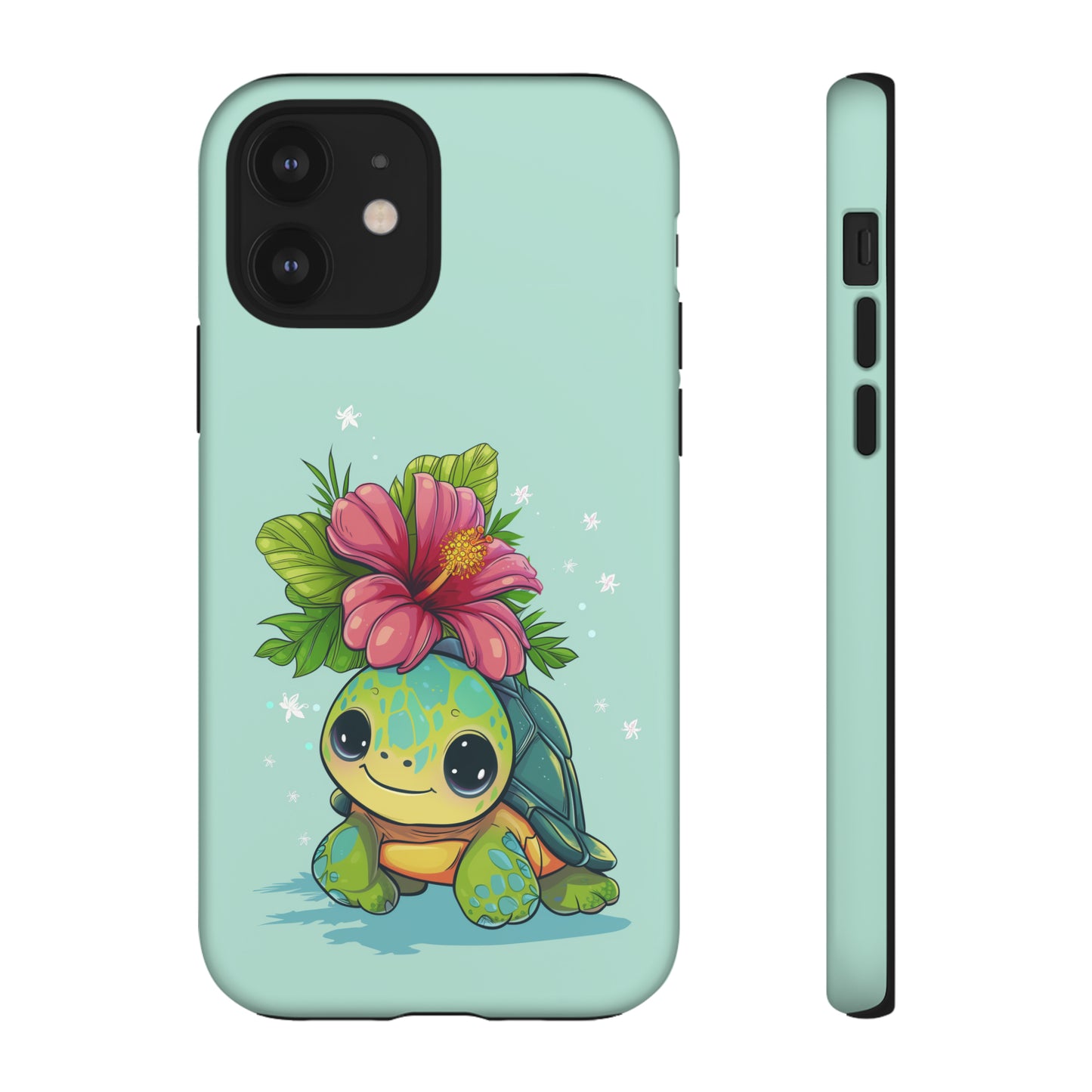 Cute Turtle Hawaiian Phone Case, Tropical, Hibiscus, Wireless Compatible, Protective Cell Phone Case for iPhone, Samsung, Pixel phones