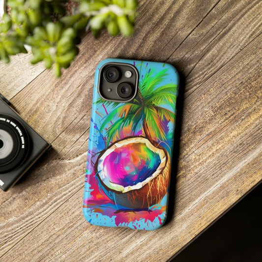 Coconut Colorful Hawaiian Tropical Phone Case, 808, Island Tropics, Wireless Compatible, Protective Cell Phone Case iPhone, Samsung, Pixel