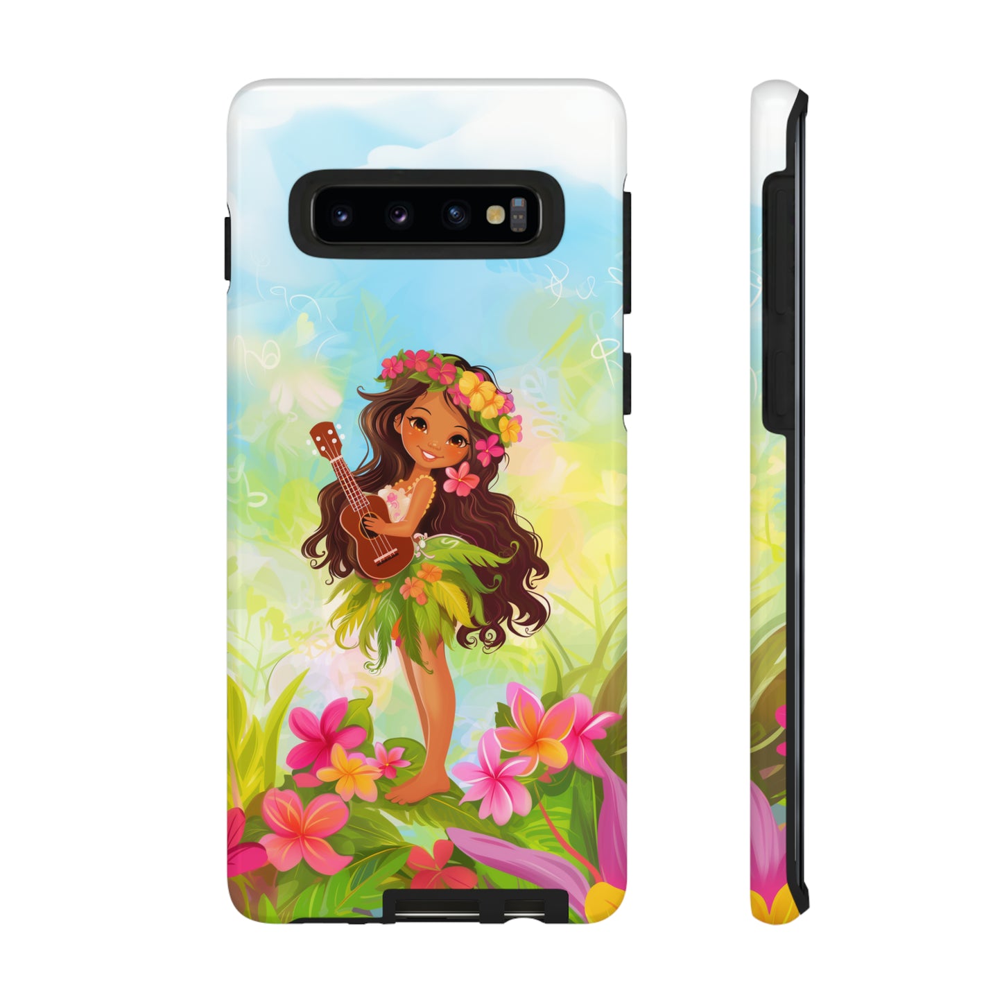 Cute Hula Girl Hawaiian Phone Case, Tropical, Hibiscus, Wireless Compatible, Protective Cell Phone Case for iPhone, Samsung, Pixel phones