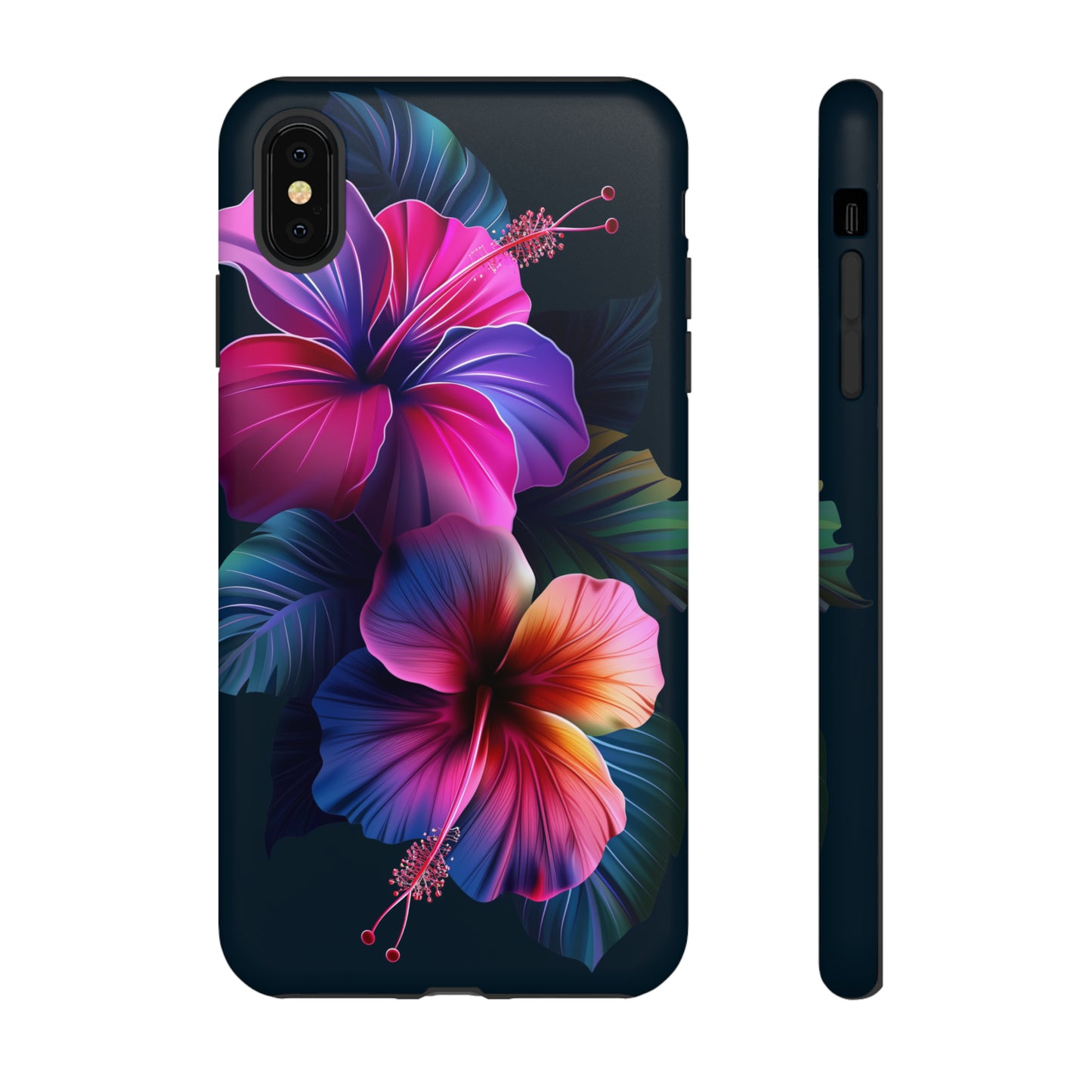 Hibiscus Neon Dark Hawaiian Tropical Phone Case, 808, Island Tropics, Wireless Compatible, Protective Cell Phone Case iPhone, Samsung, Pixel