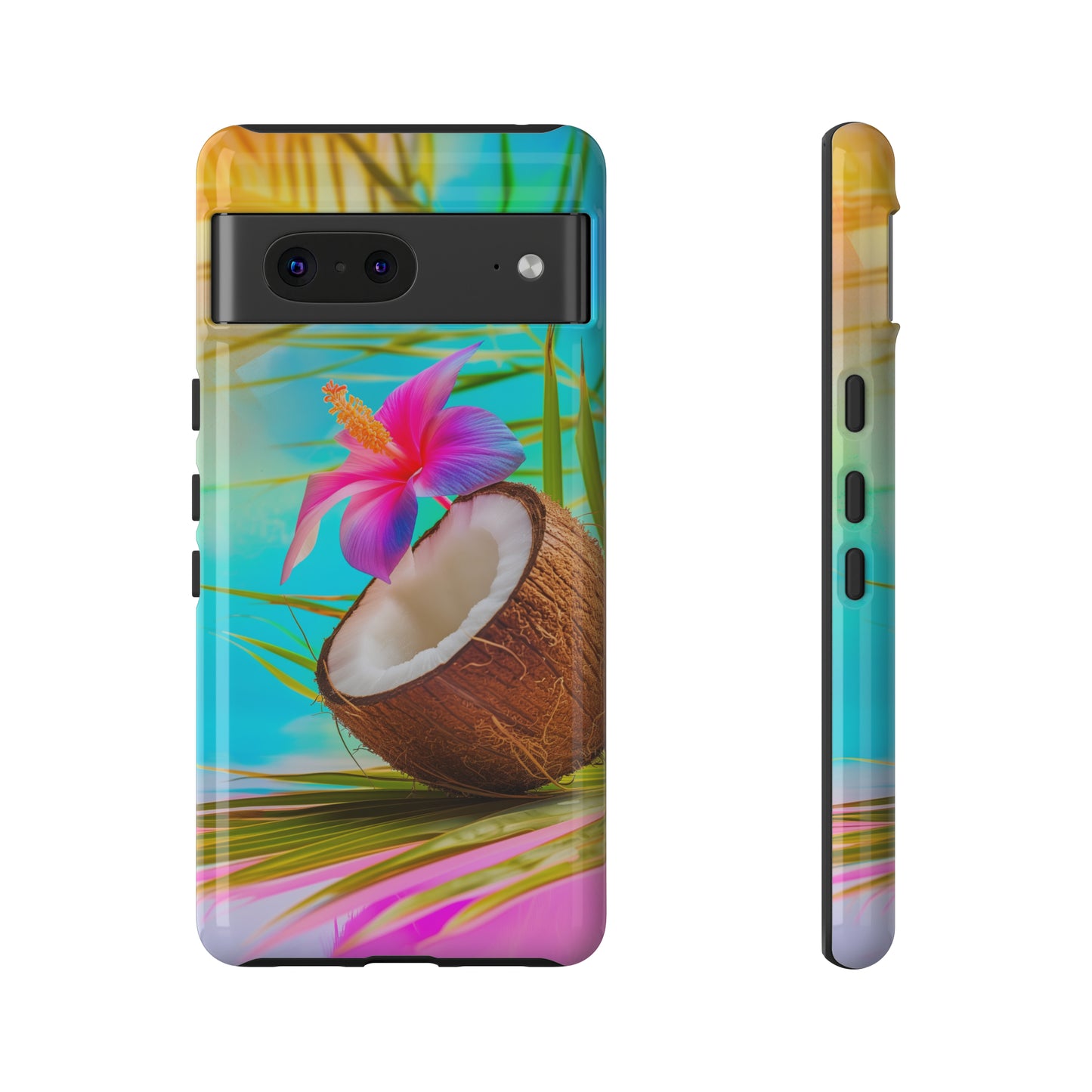 Coconut Colorful Hawaiian Tropical Phone Case, 808, Island Tropics, Wireless Compatible, Protective Cell Phone Case iPhone, Samsung, Pixel