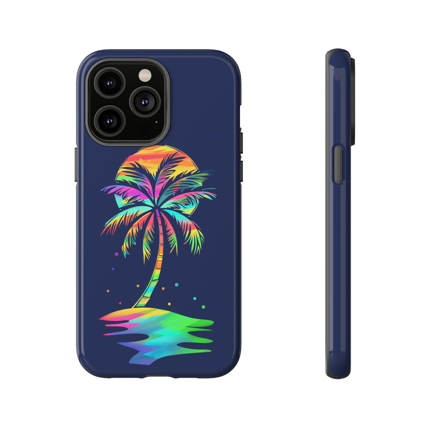 Night Palm Tree Hawaiian Phone Case, Tropical, Hibiscus, Wireless Compatible, Protective Cell Phone Case for iPhone, Samsung, Pixel phones