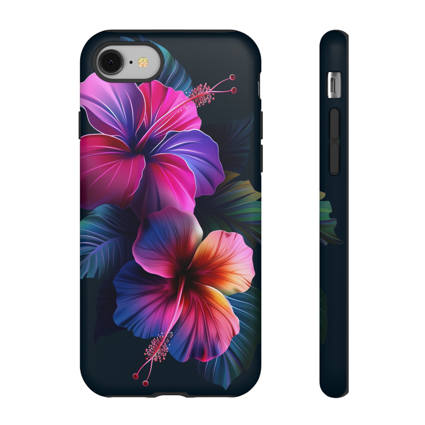 Hibiscus Neon Dark Hawaiian Tropical Phone Case, 808, Island Tropics, Wireless Compatible, Protective Cell Phone Case iPhone, Samsung, Pixel