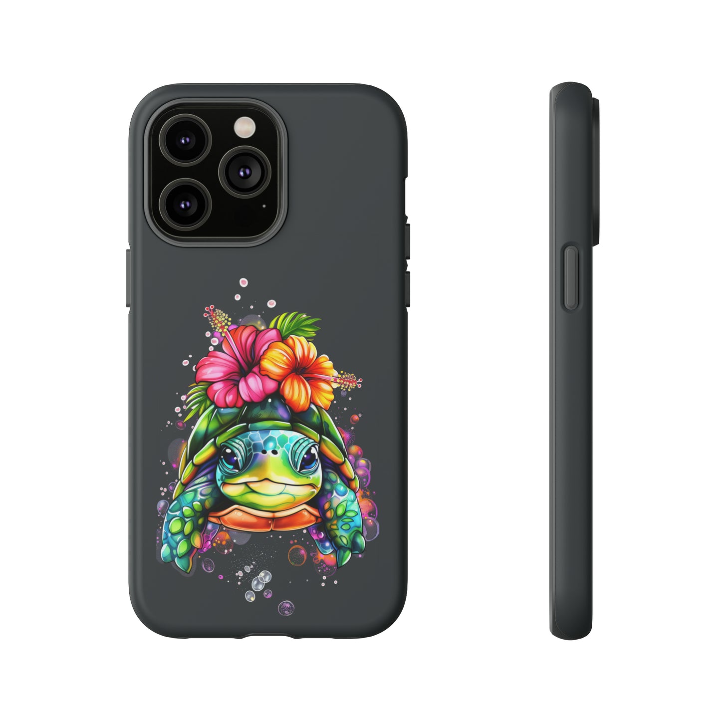 Color Splash Turtle Hawaiian Phone Case, Tropical, Hibiscus, Wireless Compatible, Protective Cell Phone Case for iPhone, Samsung, Pixel
