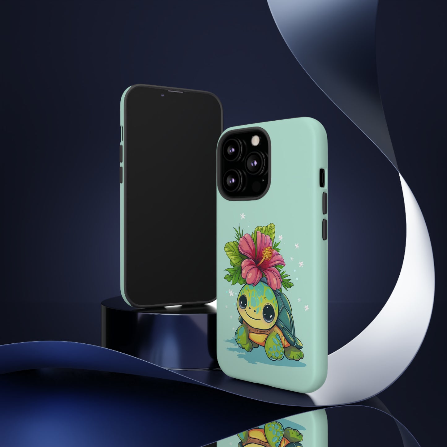Cute Turtle Hawaiian Phone Case, Tropical, Hibiscus, Wireless Compatible, Protective Cell Phone Case for iPhone, Samsung, Pixel phones