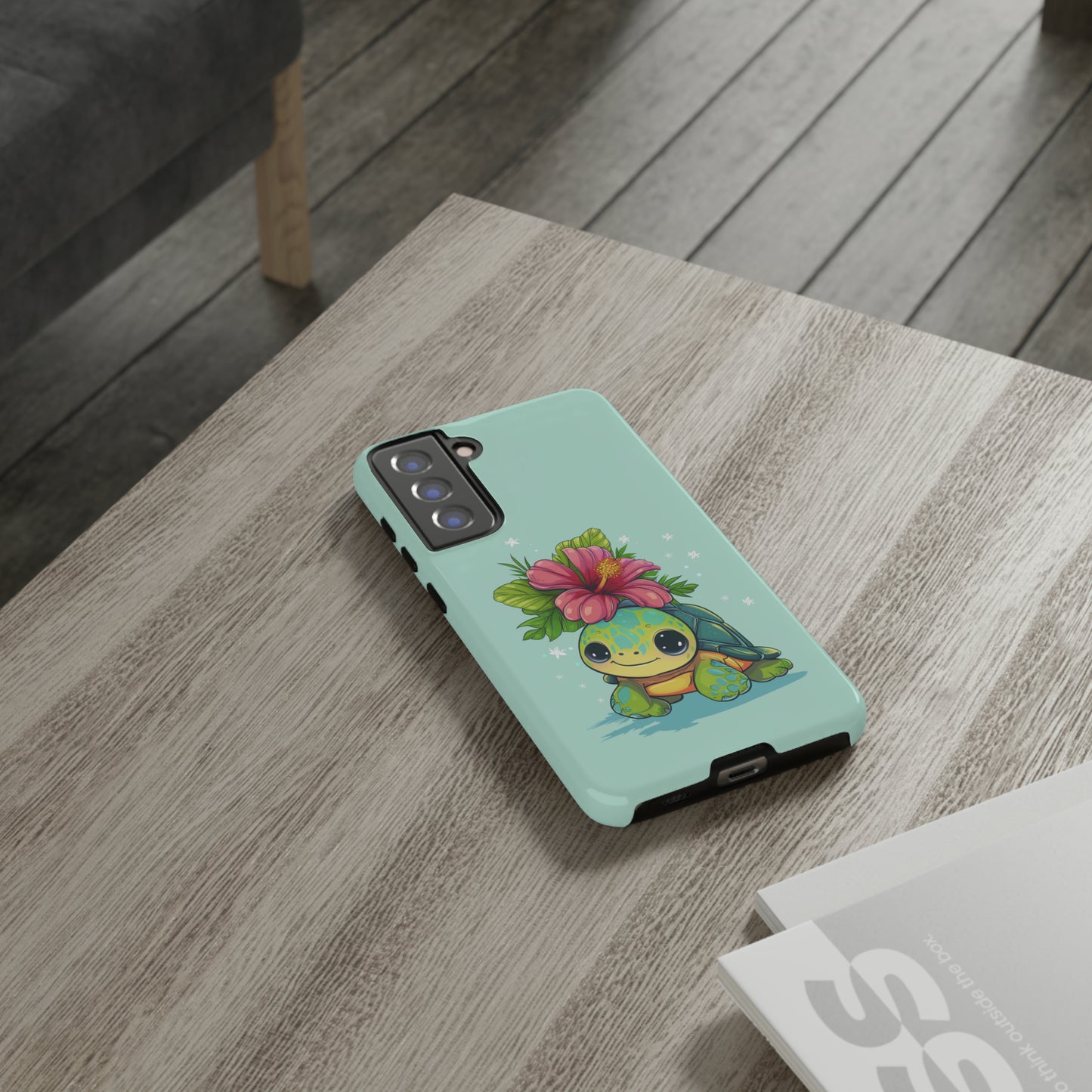 Cute Turtle Hawaiian Phone Case, Tropical, Hibiscus, Wireless Compatible, Protective Cell Phone Case for iPhone, Samsung, Pixel phones