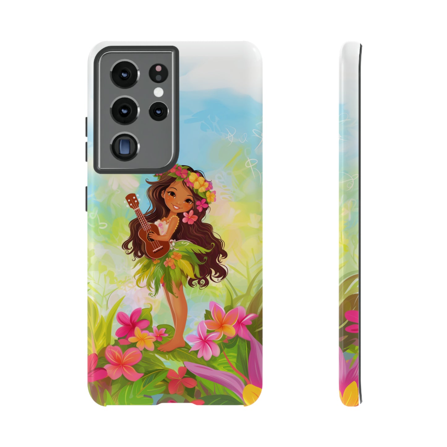 Cute Hula Girl Hawaiian Phone Case, Tropical, Hibiscus, Wireless Compatible, Protective Cell Phone Case for iPhone, Samsung, Pixel phones