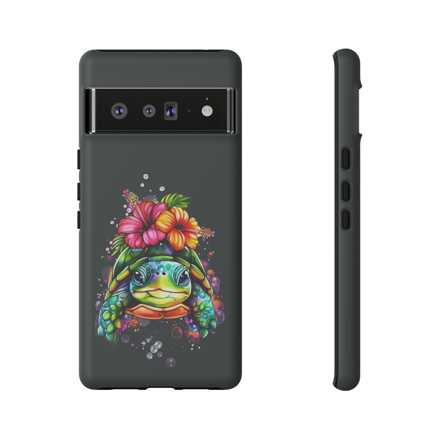 Color Splash Turtle Hawaiian Phone Case, Tropical, Hibiscus, Wireless Compatible, Protective Cell Phone Case for iPhone, Samsung, Pixel
