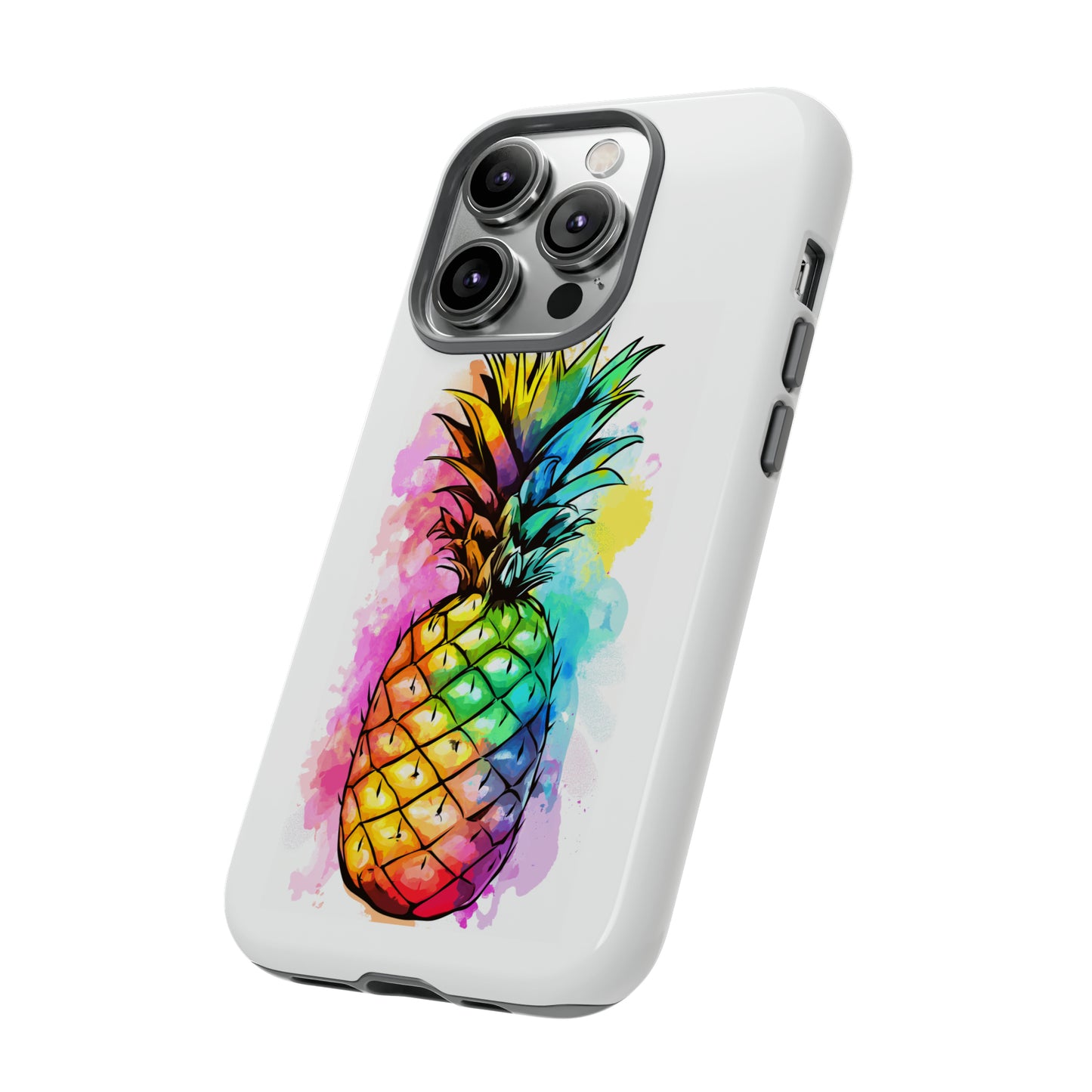 Color Splash Pineapple Hawaiian Phone Case, Tropical, Hibiscus, Wireless Compatible, Protective Cell Phone Case for iPhone, Samsung, Pixel