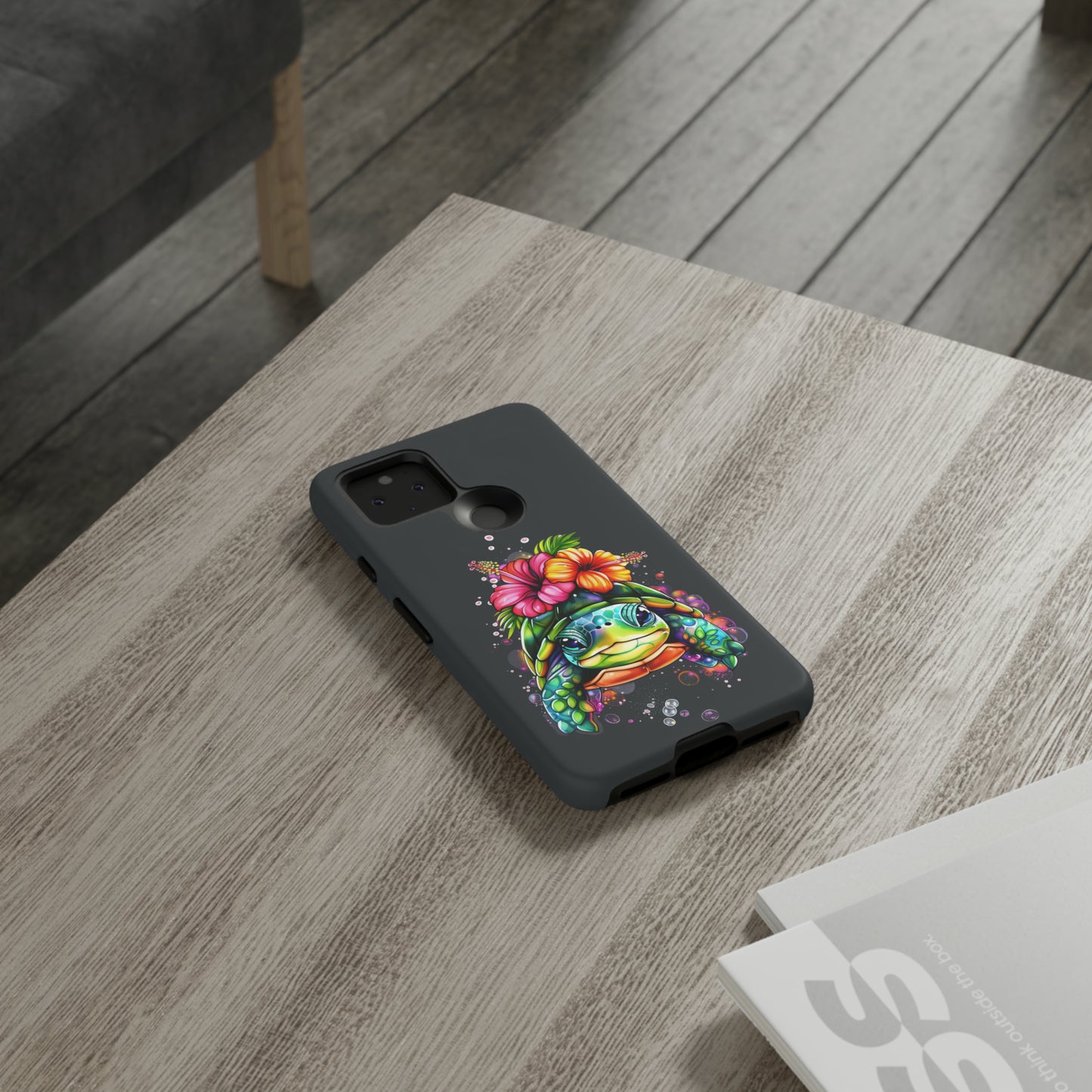 Color Splash Turtle Hawaiian Phone Case, Tropical, Hibiscus, Wireless Compatible, Protective Cell Phone Case for iPhone, Samsung, Pixel