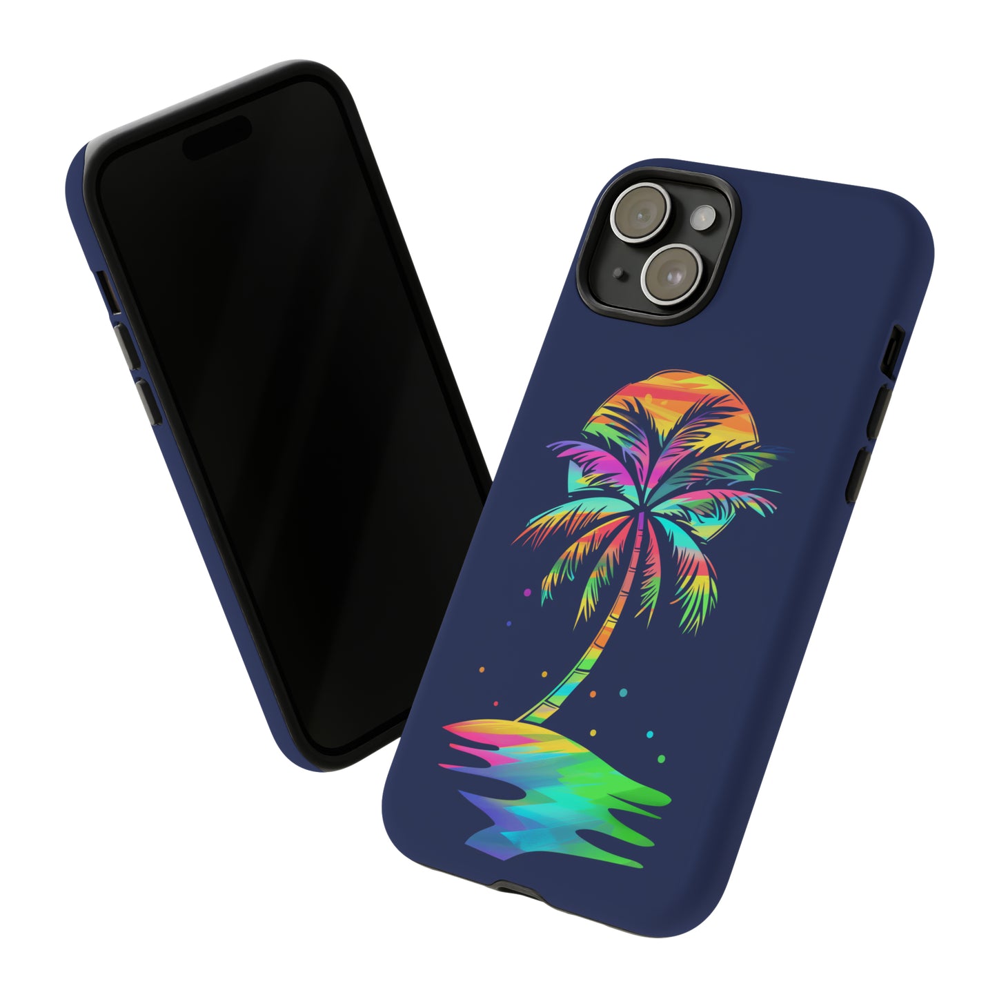 Night Palm Tree Hawaiian Phone Case, Tropical, Hibiscus, Wireless Compatible, Protective Cell Phone Case for iPhone, Samsung, Pixel phones