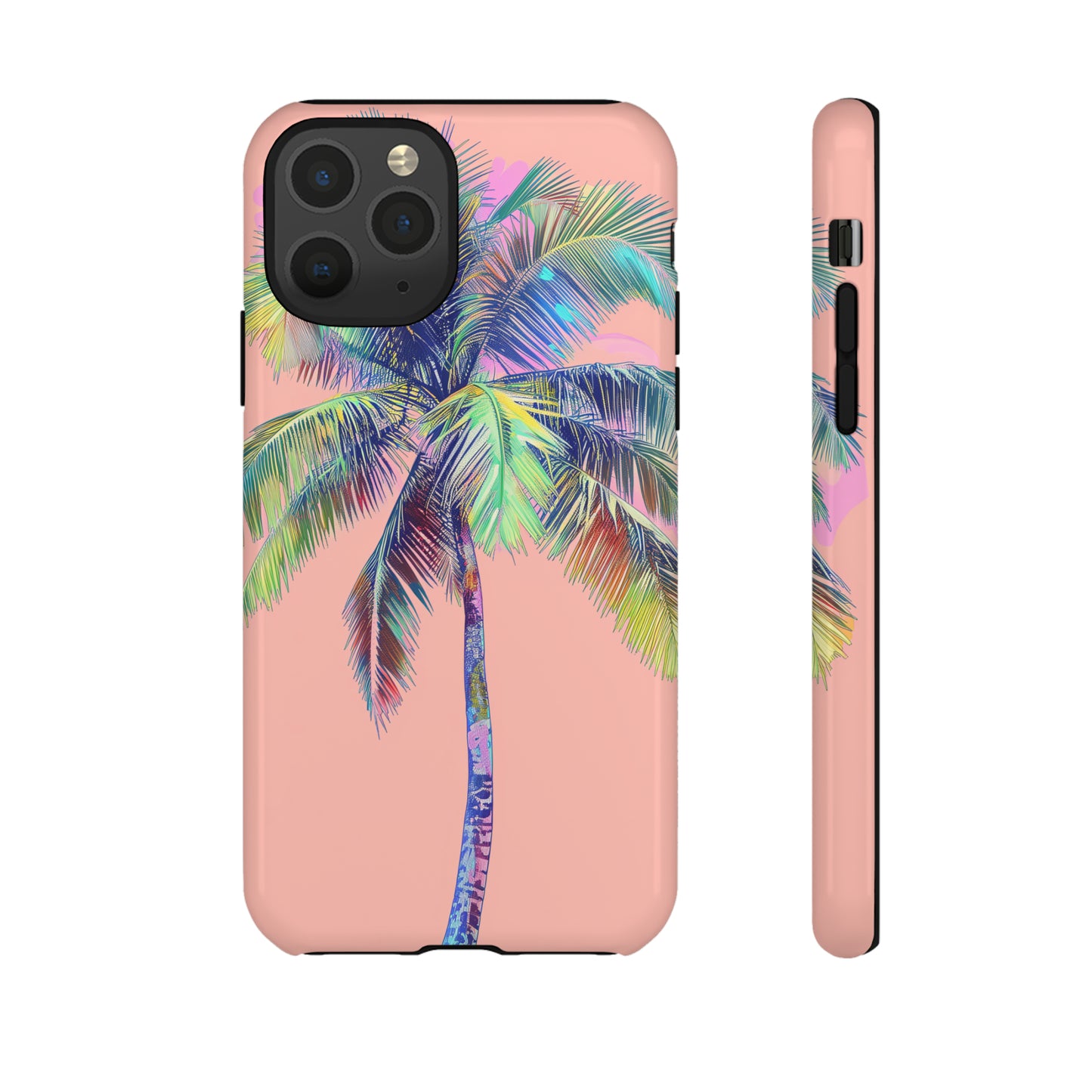 Pink Palm Tree Hawaiian Phone Case, Tropical, Hibiscus, Wireless Compatible, Protective Cell Phone Case for iPhone, Samsung, Pixel phones