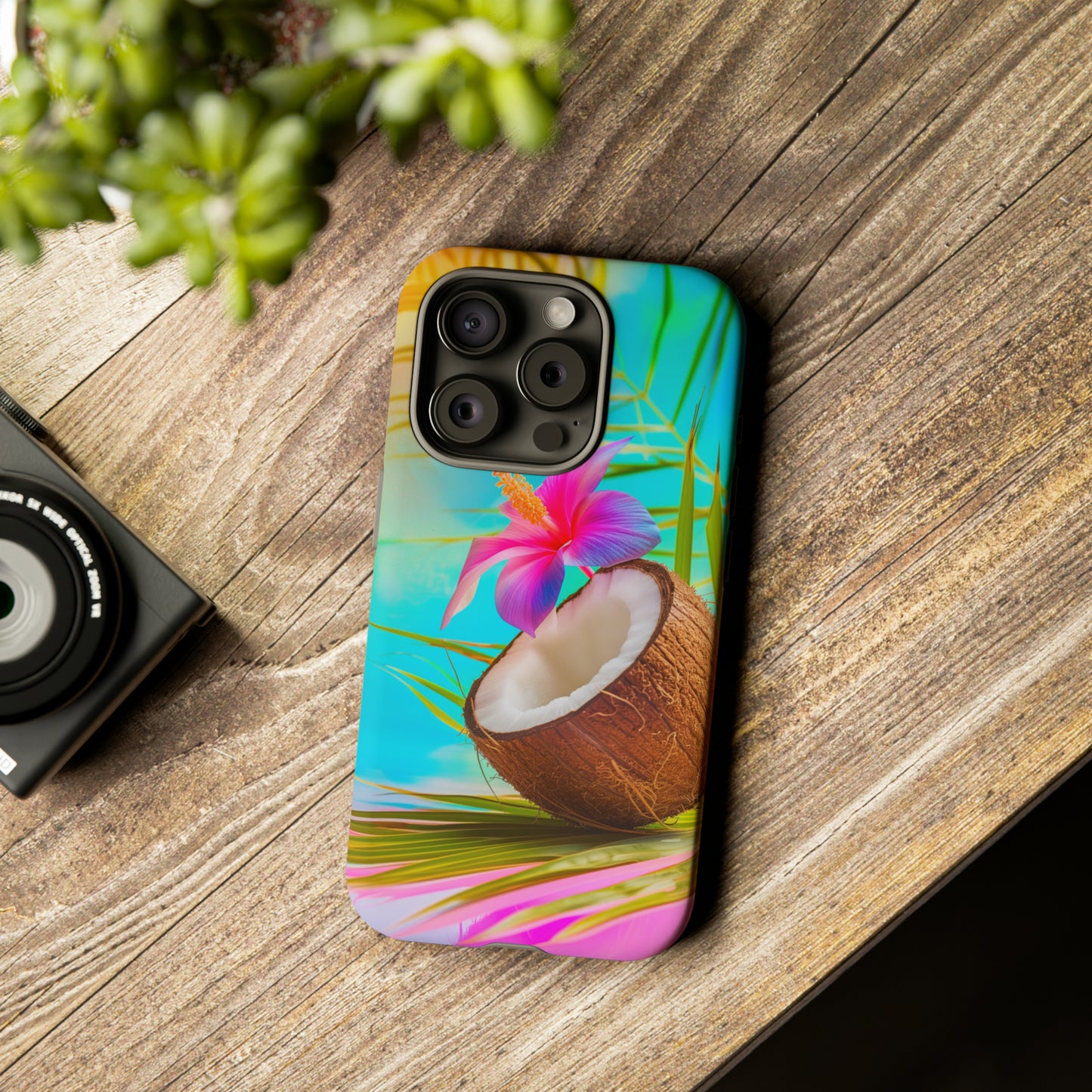 Coconut Colorful Hawaiian Tropical Phone Case, 808, Island Tropics, Wireless Compatible, Protective Cell Phone Case iPhone, Samsung, Pixel