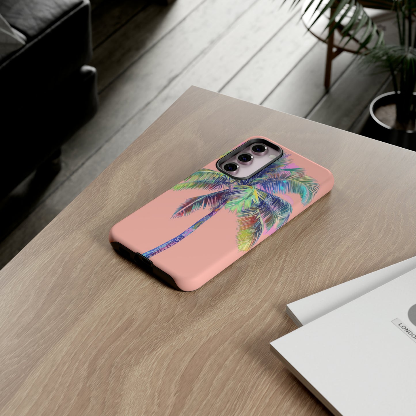 Pink Palm Tree Hawaiian Phone Case, Tropical, Hibiscus, Wireless Compatible, Protective Cell Phone Case for iPhone, Samsung, Pixel phones