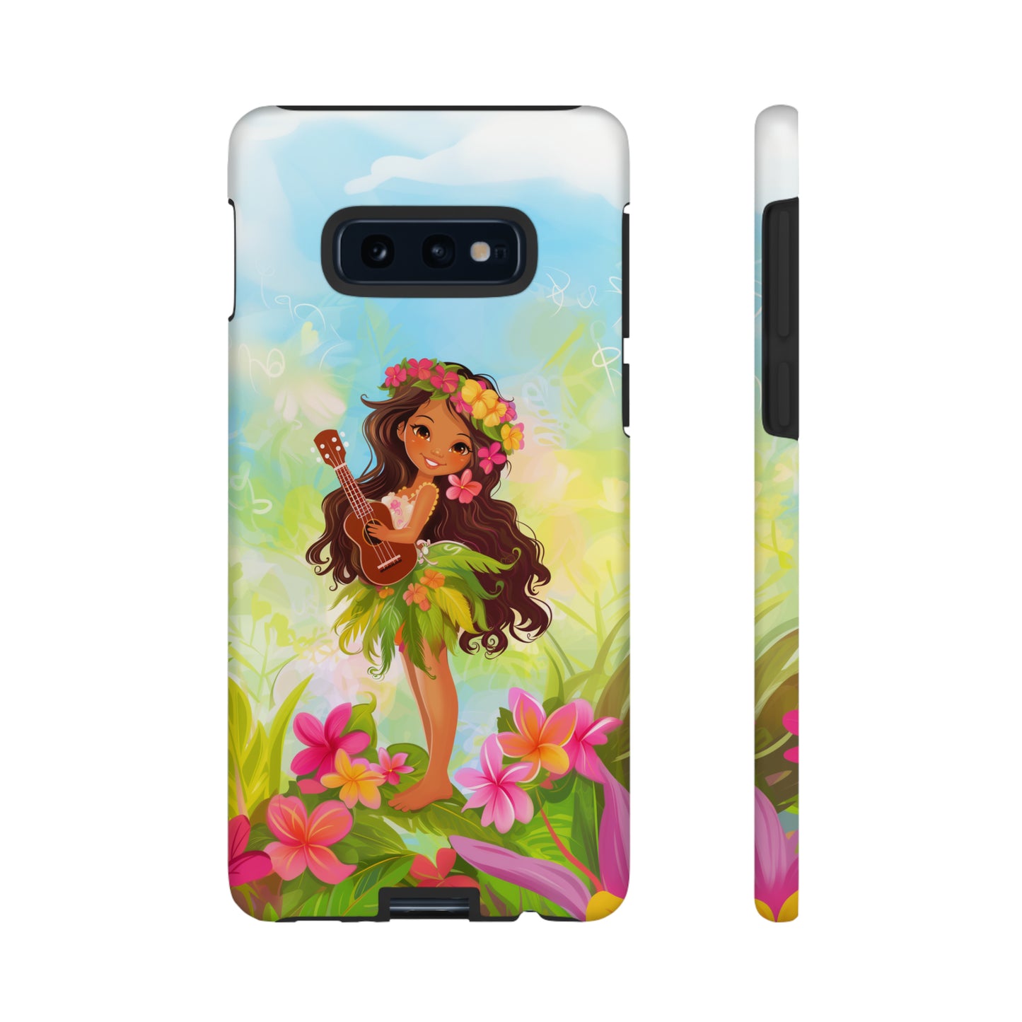 Cute Hula Girl Hawaiian Phone Case, Tropical, Hibiscus, Wireless Compatible, Protective Cell Phone Case for iPhone, Samsung, Pixel phones