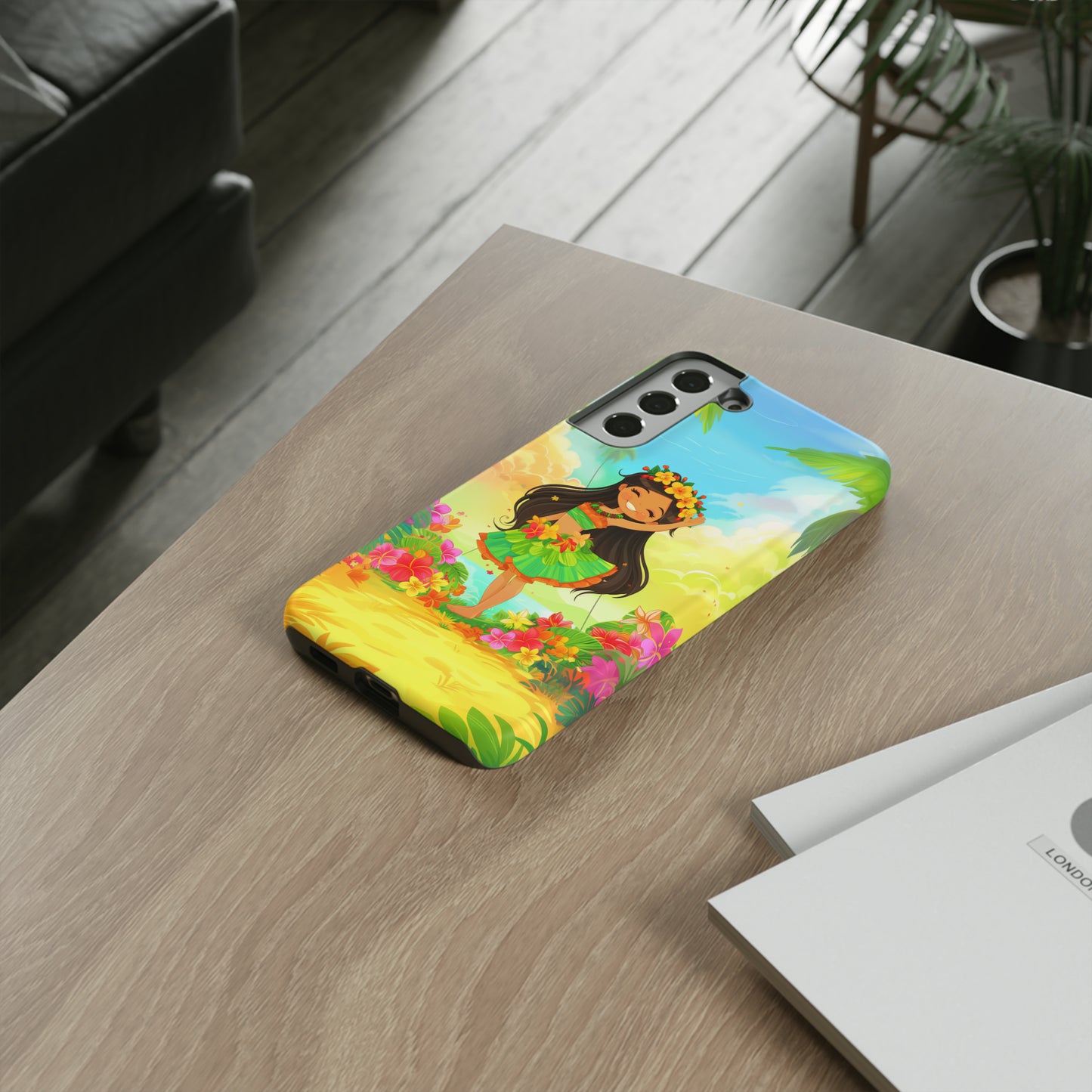 Cute Hula Girl Hawaiian Phone Case, Tropical, Hibiscus, Wireless Compatible, Protective Cell Phone Case for iPhone, Samsung, Pixel phones