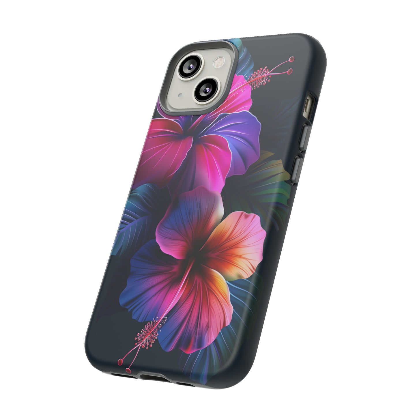Hibiscus Neon Dark Hawaiian Tropical Phone Case, 808, Island Tropics, Wireless Compatible, Protective Cell Phone Case iPhone, Samsung, Pixel
