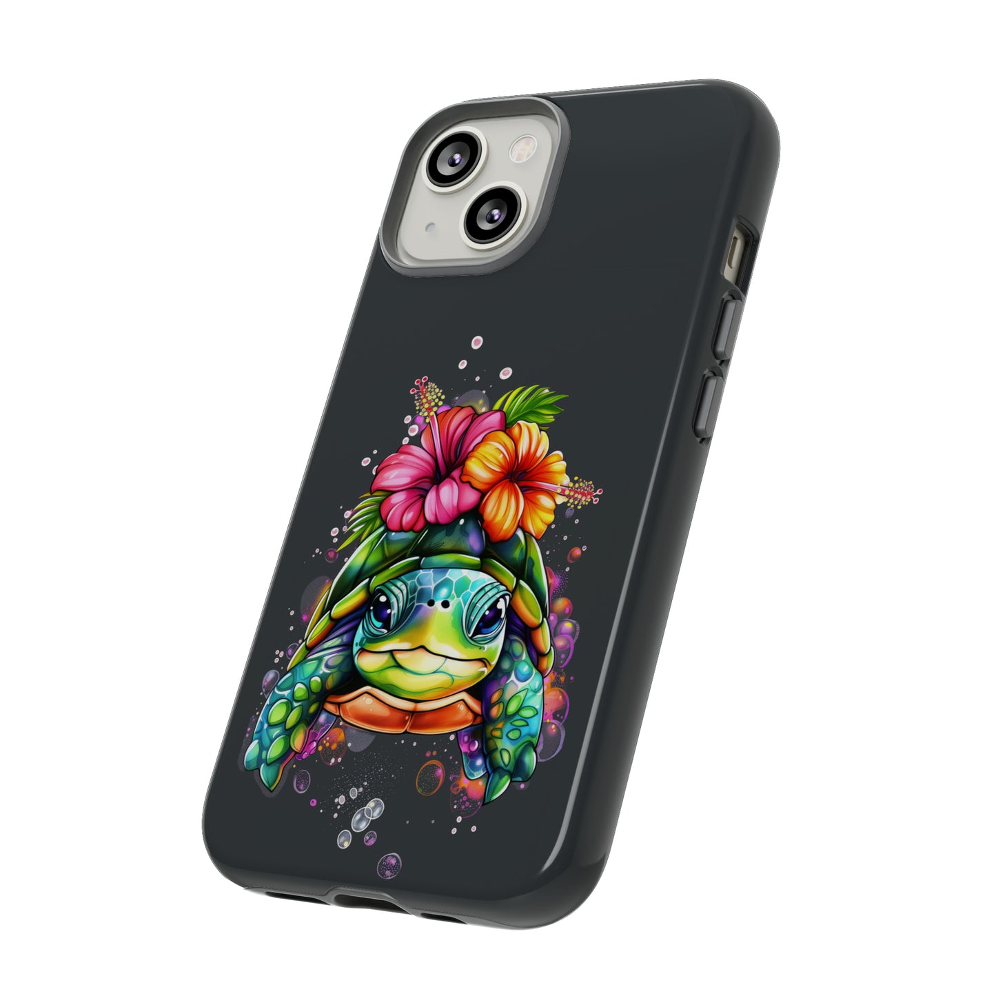 Color Splash Turtle Hawaiian Phone Case, Tropical, Hibiscus, Wireless Compatible, Protective Cell Phone Case for iPhone, Samsung, Pixel