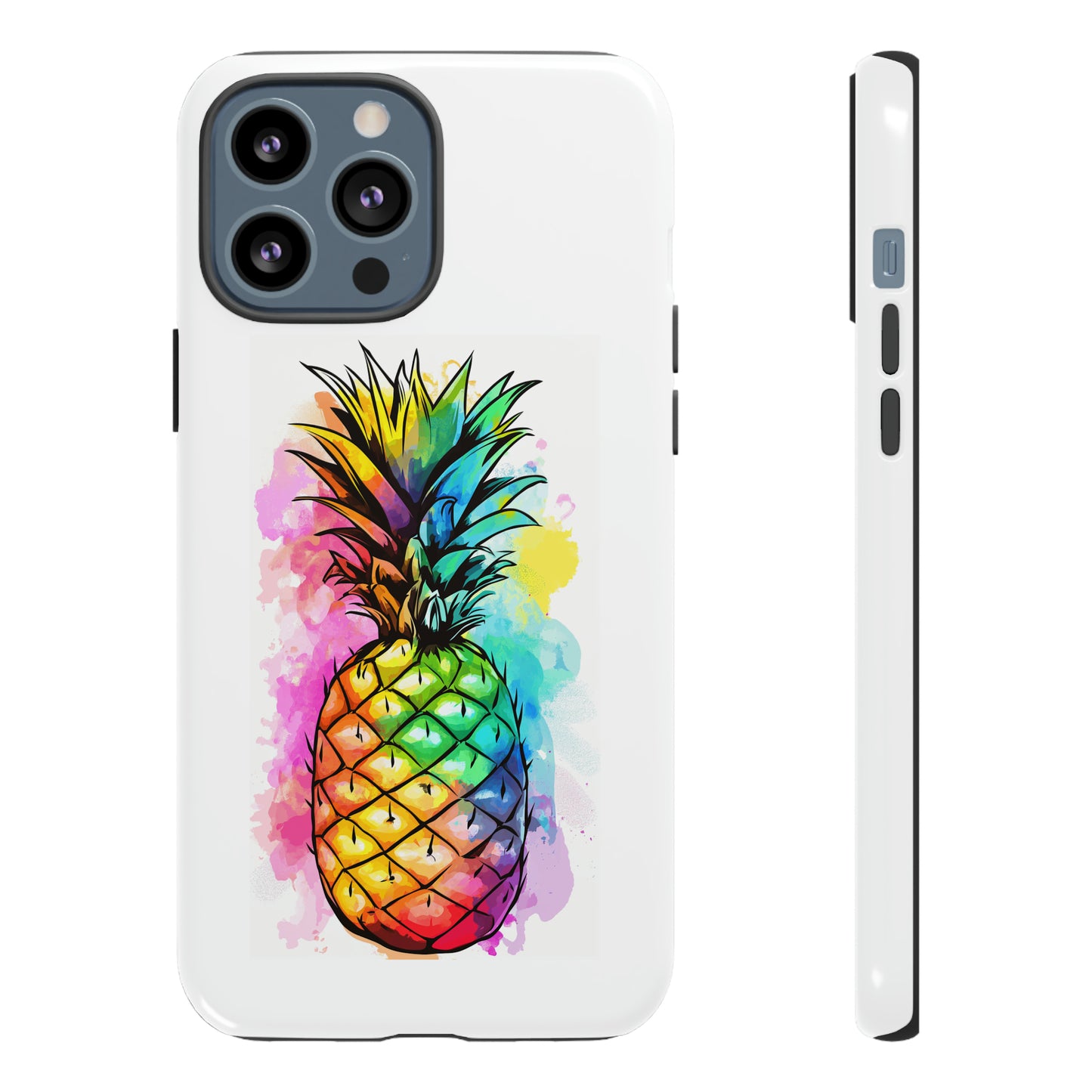 Color Splash Pineapple Hawaiian Phone Case, Tropical, Hibiscus, Wireless Compatible, Protective Cell Phone Case for iPhone, Samsung, Pixel