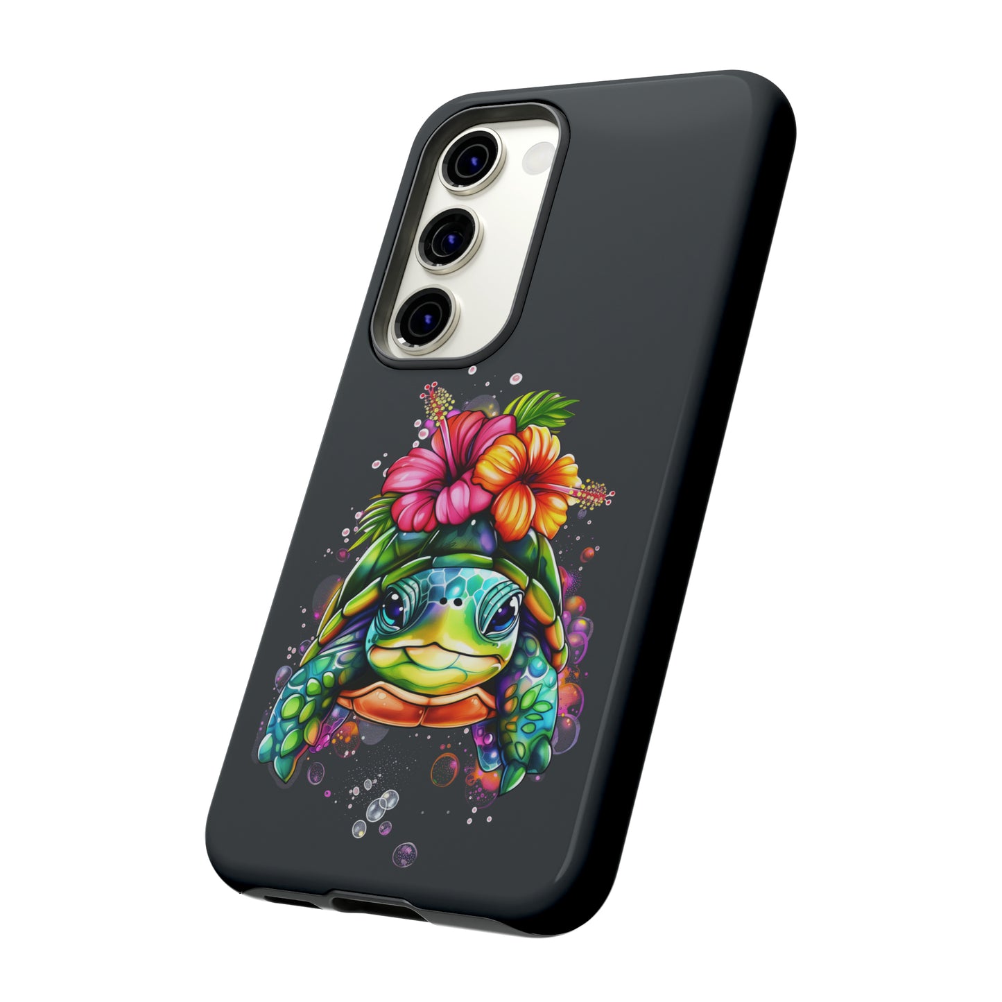 Color Splash Turtle Hawaiian Phone Case, Tropical, Hibiscus, Wireless Compatible, Protective Cell Phone Case for iPhone, Samsung, Pixel