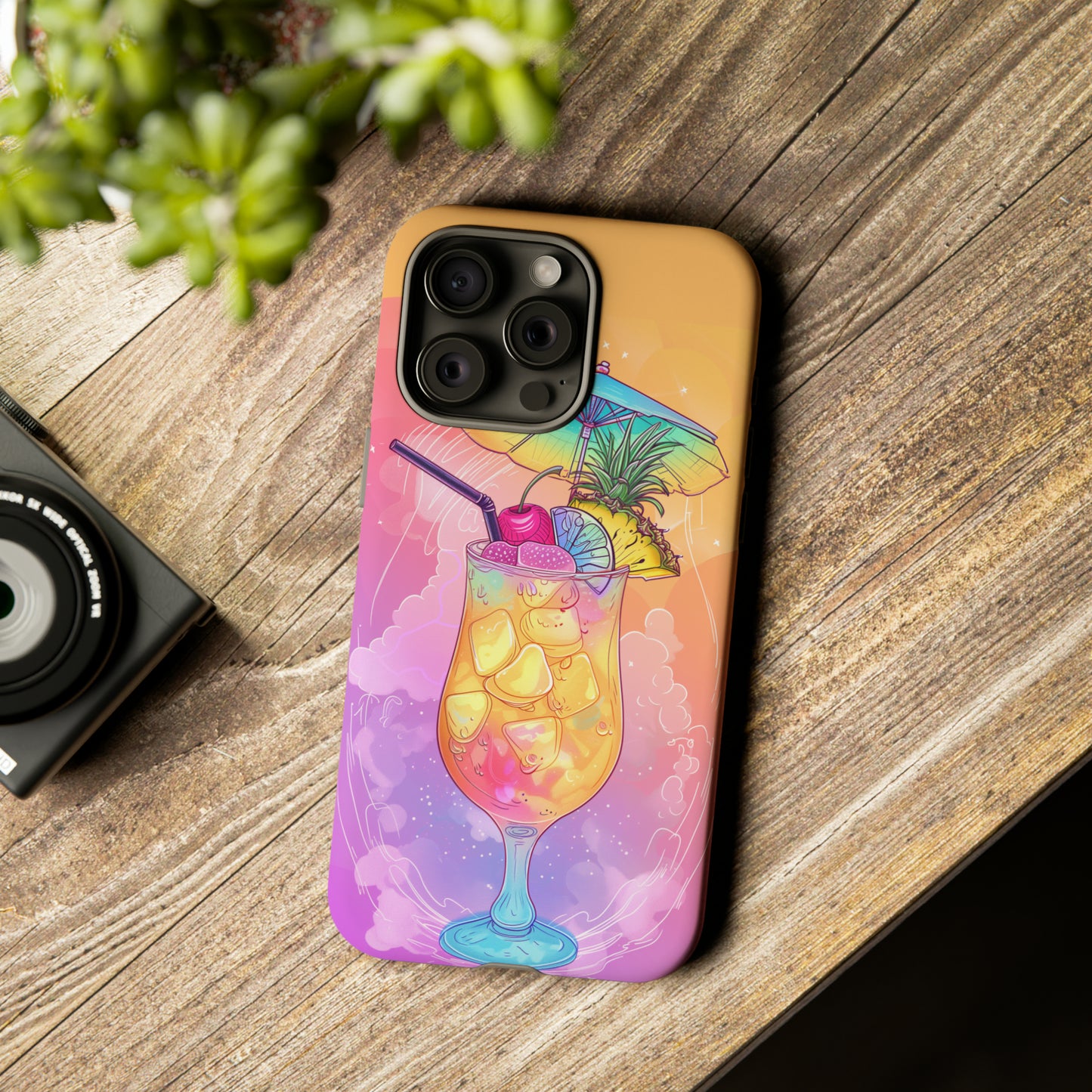 Pina Colada Cocktail Hawaiian Tropical Phone Case, Island Tropics, Wireless Compatible, Protective Cell Phone Case iPhone, Samsung, Pixel