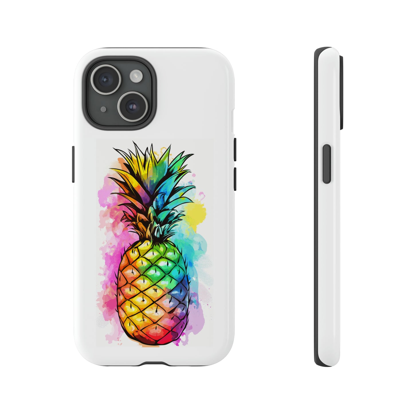 Color Splash Pineapple Hawaiian Phone Case, Tropical, Hibiscus, Wireless Compatible, Protective Cell Phone Case for iPhone, Samsung, Pixel