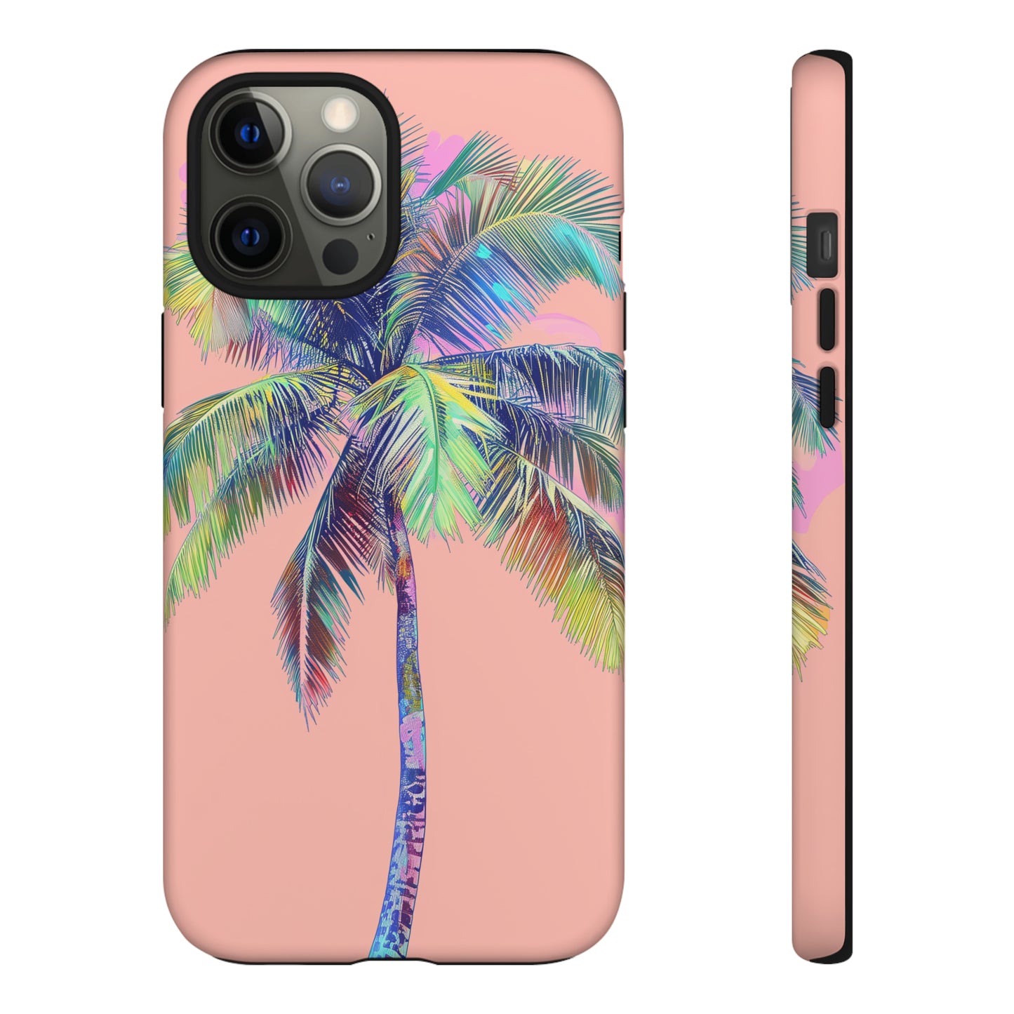Pink Palm Tree Hawaiian Phone Case, Tropical, Hibiscus, Wireless Compatible, Protective Cell Phone Case for iPhone, Samsung, Pixel phones