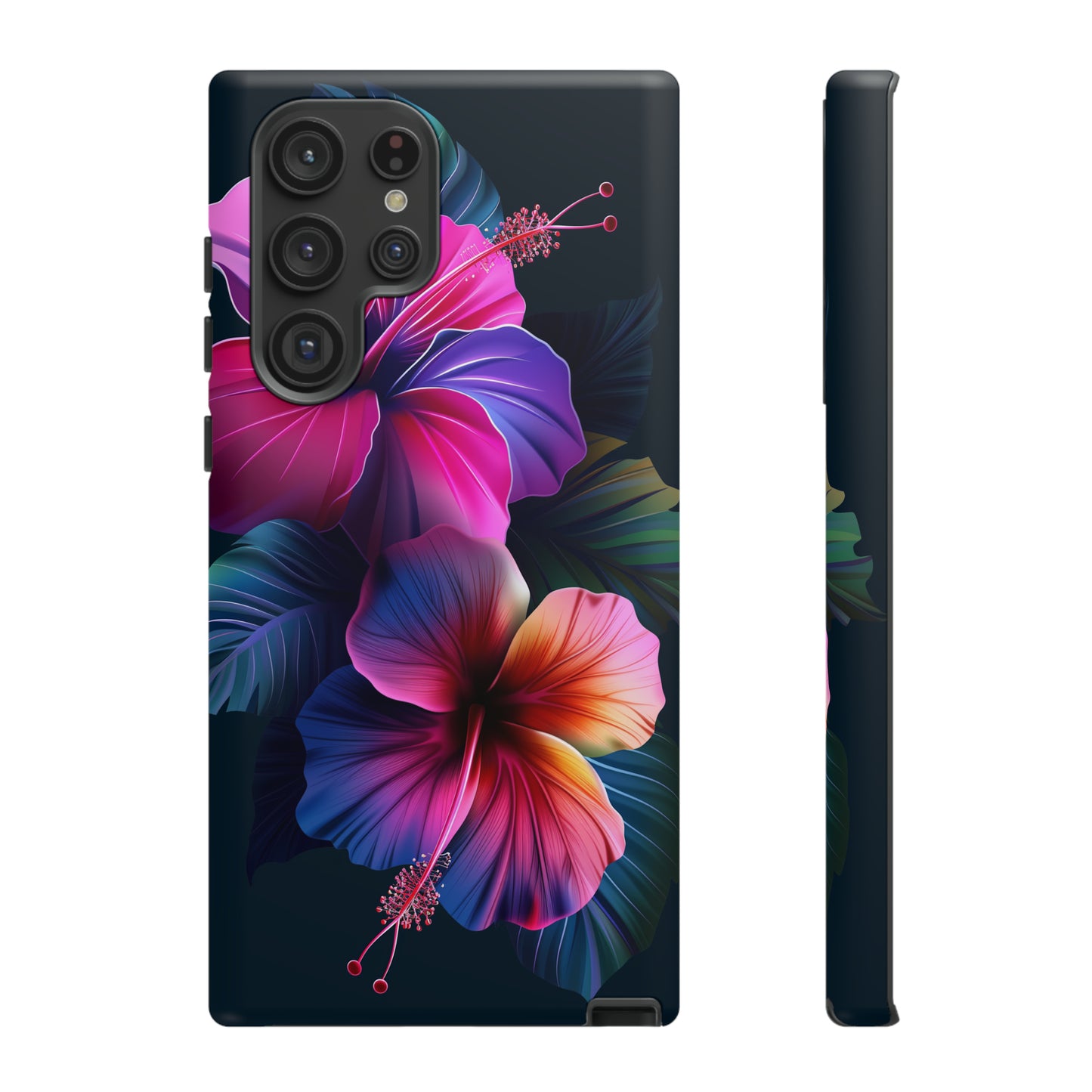 Hibiscus Neon Dark Hawaiian Tropical Phone Case, 808, Island Tropics, Wireless Compatible, Protective Cell Phone Case iPhone, Samsung, Pixel