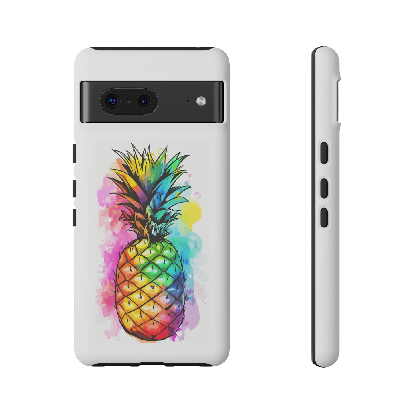 Color Splash Pineapple Hawaiian Phone Case, Tropical, Hibiscus, Wireless Compatible, Protective Cell Phone Case for iPhone, Samsung, Pixel